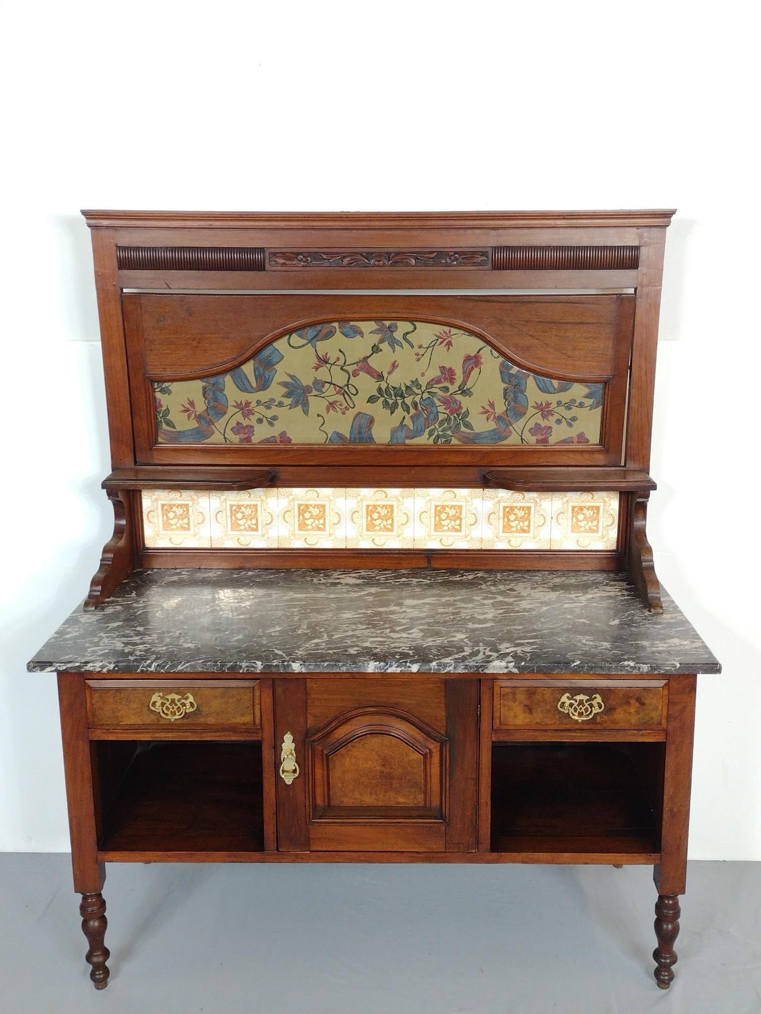 Victorian Marble Top Wash Stand: 48" wide X 22-1/4" deep X 59" high. MG.