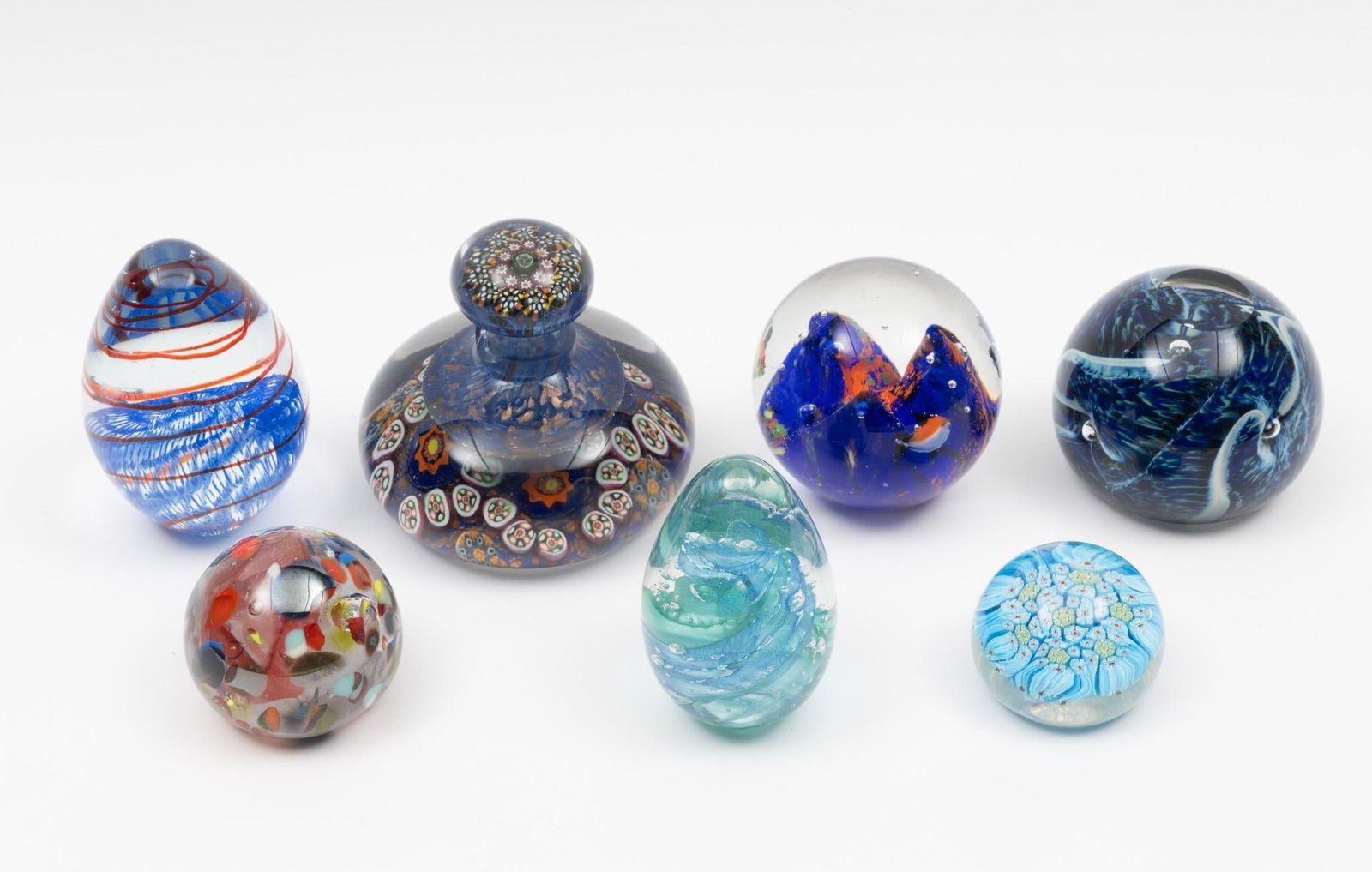 6 Art Glass Paperweights and Perfume Bottle (1 of 4)