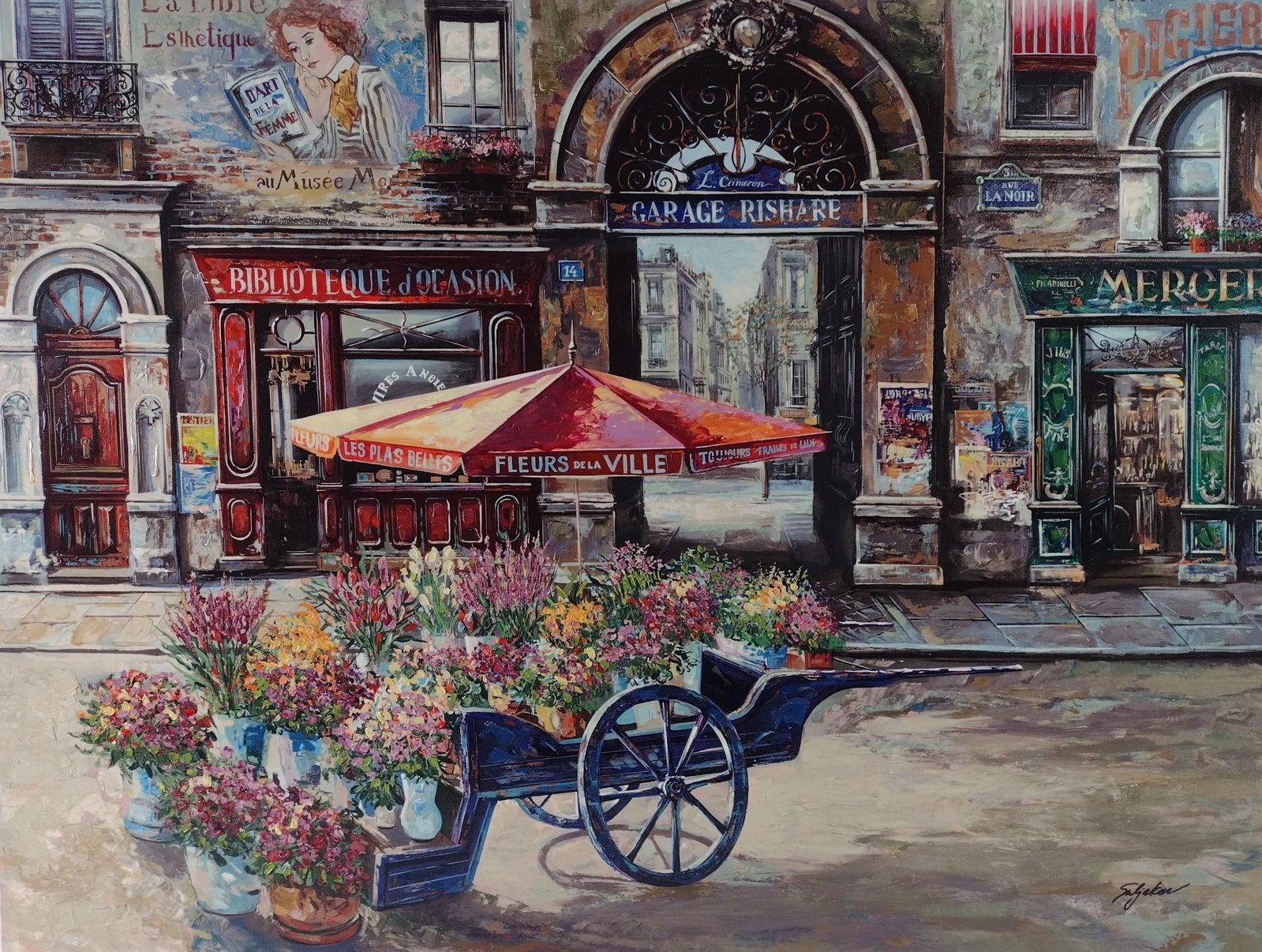 Vadik Suljakov "Fleurs De La Ville" Embellished Giclee Print: Vadik Suljakov (Dima) was born in 1960 in Moscow, the cultural center of Russia. Vadik, known only to his friends as "Dima", began painting at the age of seven. At age twelve Suljakov started his form