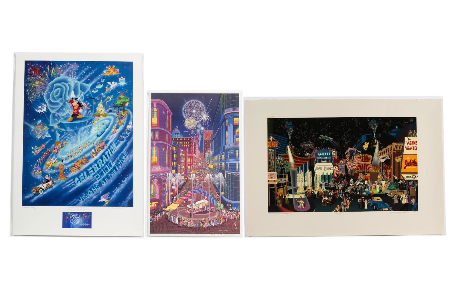 (3) Melanie Taylor Kent Silkscreens Lithographs Vegas, Cable Cars, Celebration 2000 (1 of 12)