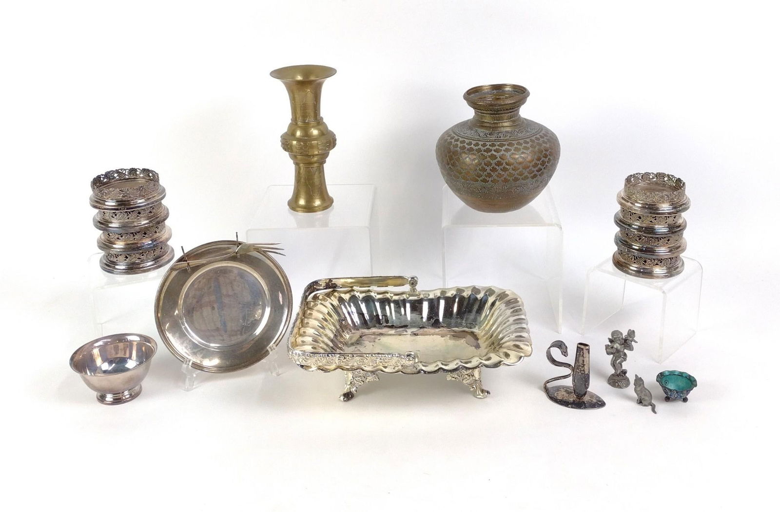 18 Pcs Brass & Sterling incl Coasters (1 of 7)