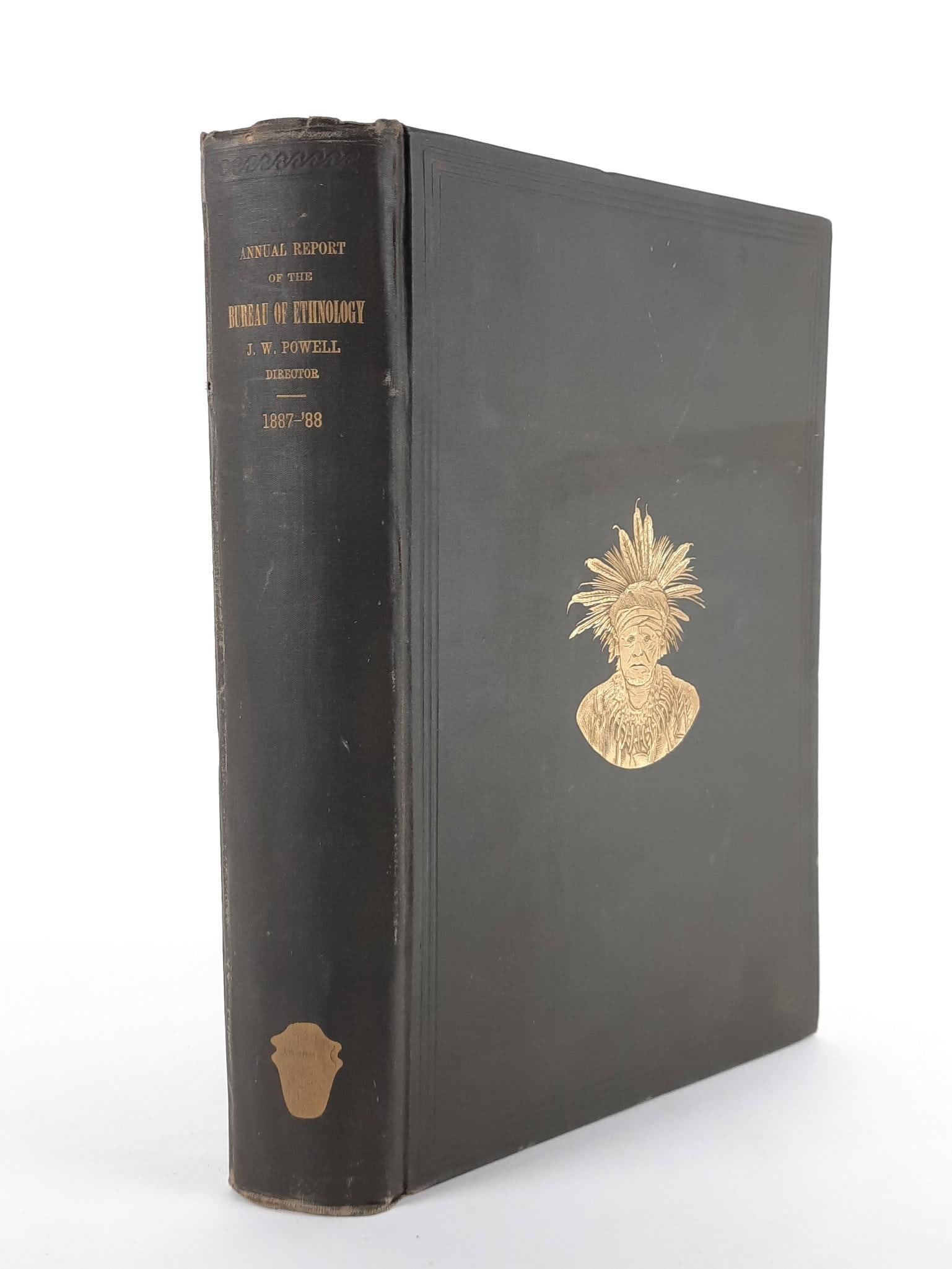 Ninth Annual Report of the Bureau of Ethnology: By J.W. Powell, Washington Government Printing Office, 1892. Shelf wear and loose spine. EK