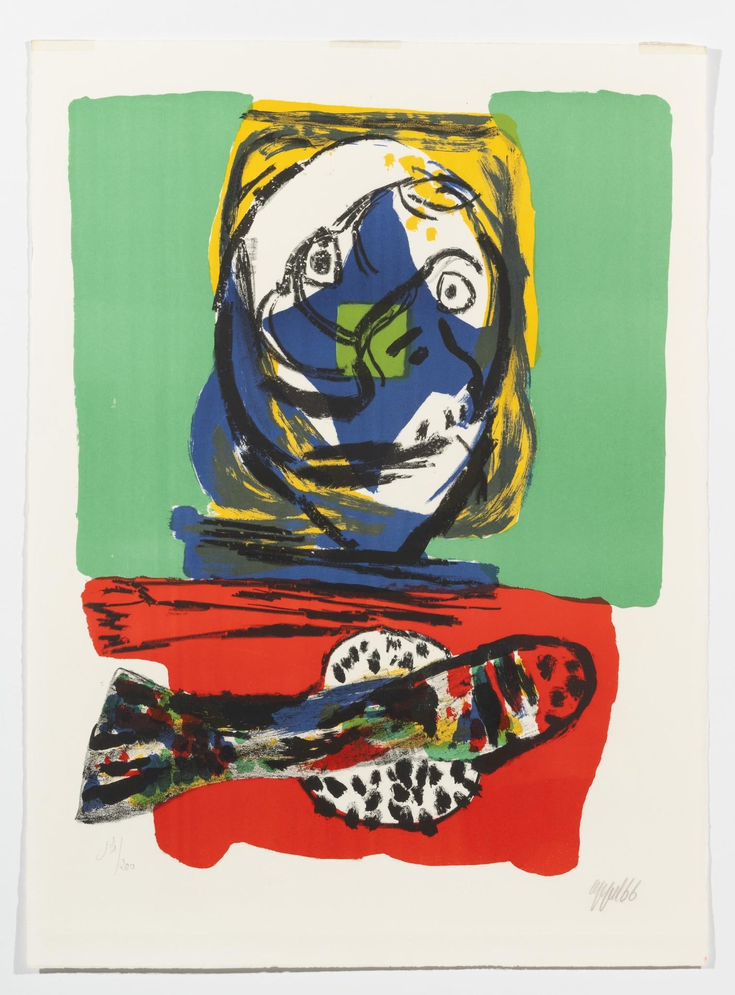 Karel Appel "Fish Dinner" Color Lithograph (1 of 3)