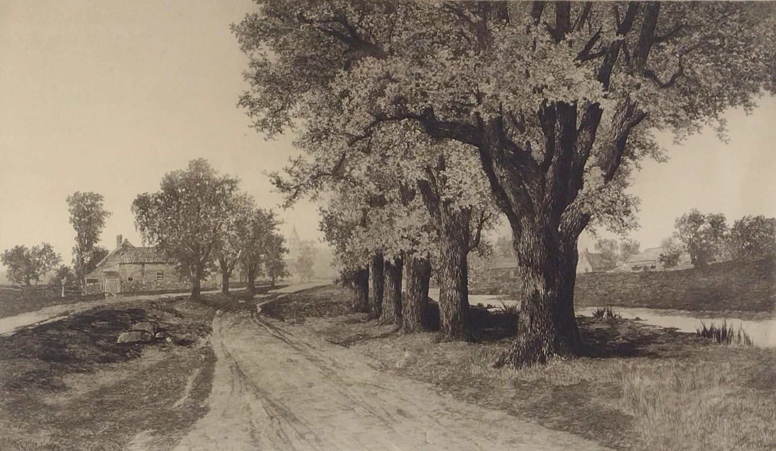 Ernest Christian Rost "The Old Elm Road" Etching (1 of 4)