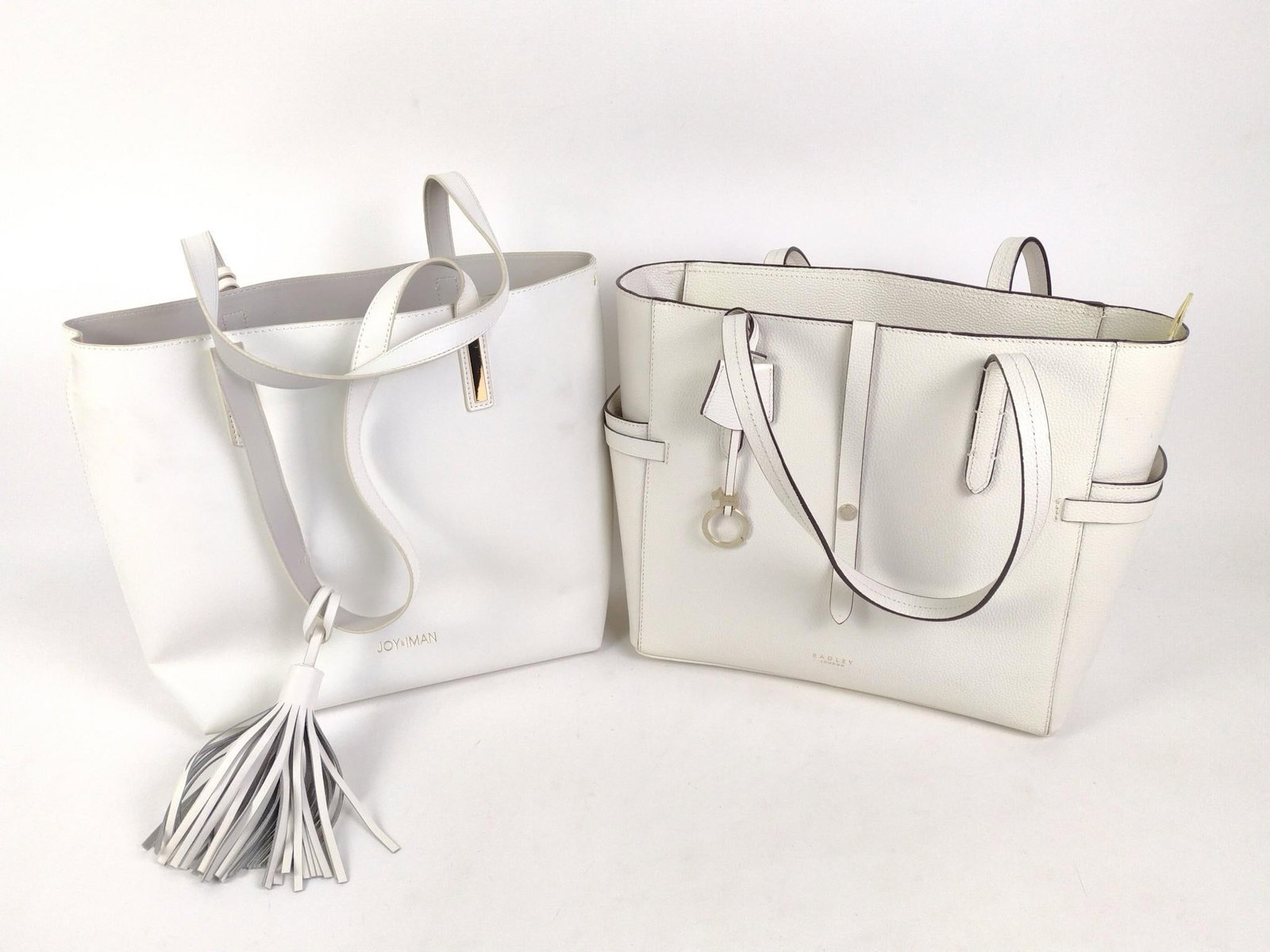 2 Designer Handbags: Joy Iman 12" high x 14" wide x 4-1/2" deep. Radley with original tag, 11" high x 15" wide x 5-1/2" deep. EK