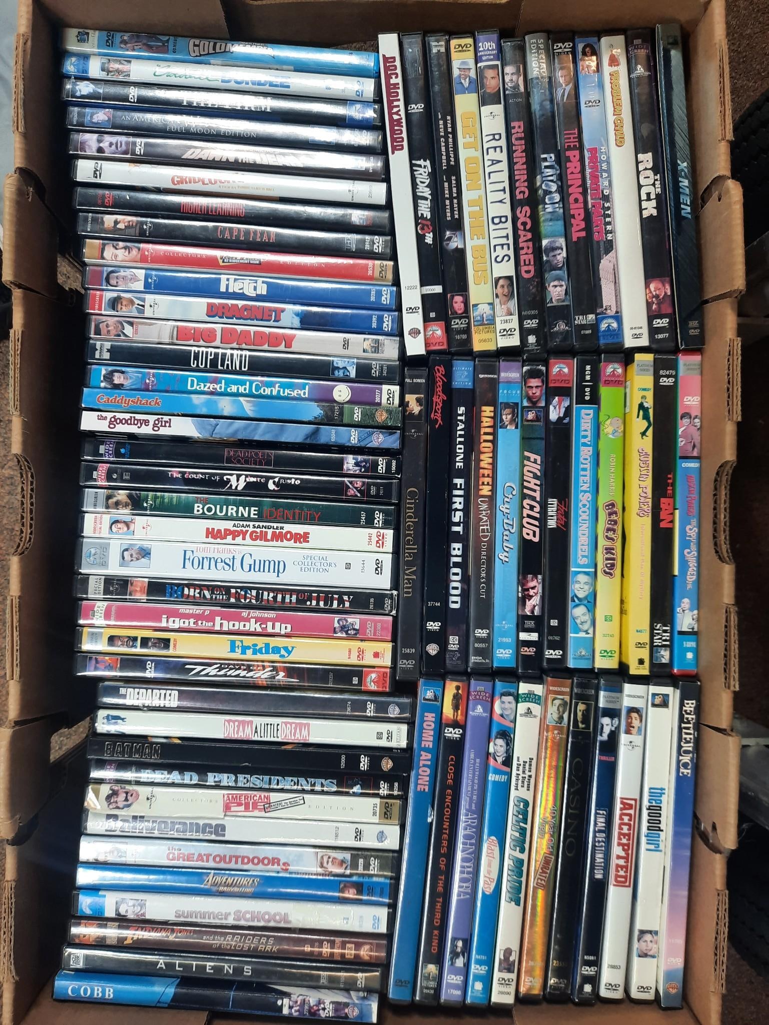 72 DVDs incl. Forrest Gump: Also includes Beetlejuice, Friday, Dirty Rotten Scoundrels, and more. MEG.