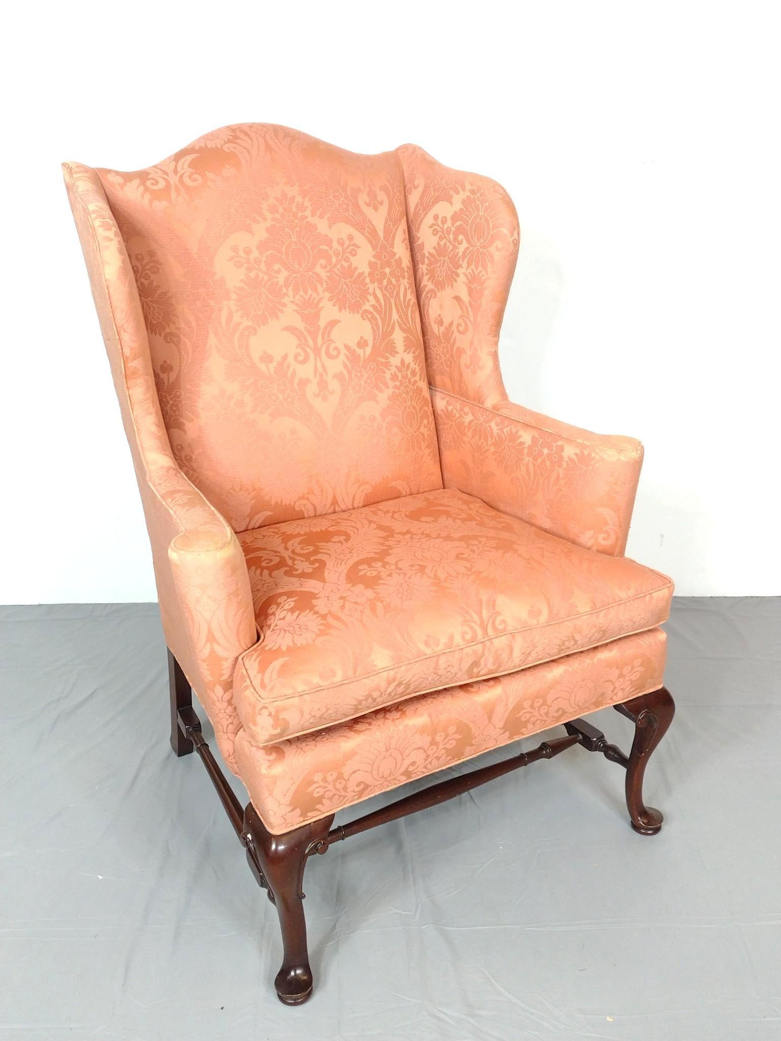 Southwood Wing Back Arm Chair: 32" wide X 29" deep X 45" high. Has some sun fading. MG.