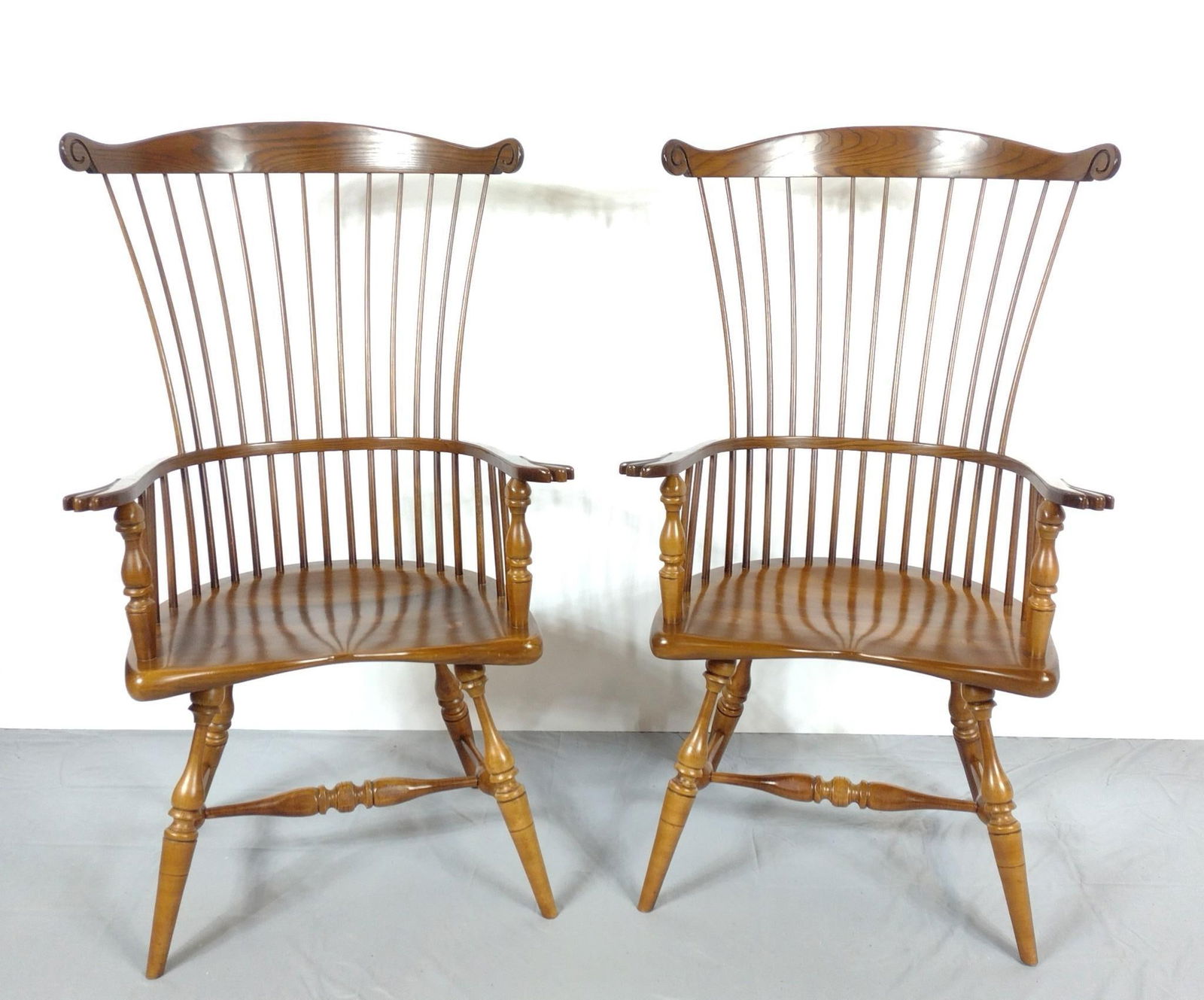 Pair Frederick Duckloe for Colonial Reproductions Comb-Back Arm Chairs (1 of 6)
