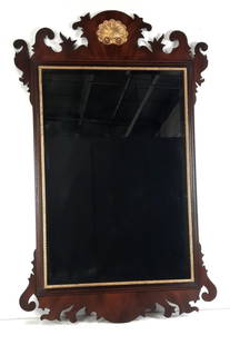 Henkel Harris Chippendale Style Mirror: Overall with frame 46-1/2" high x 29" wide. LR