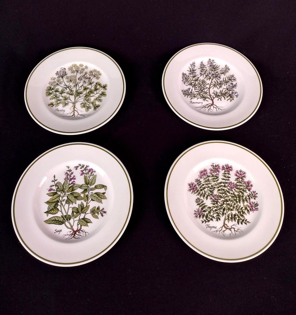 4 Tiffany & Co. Herb Plates: 8" diameter.