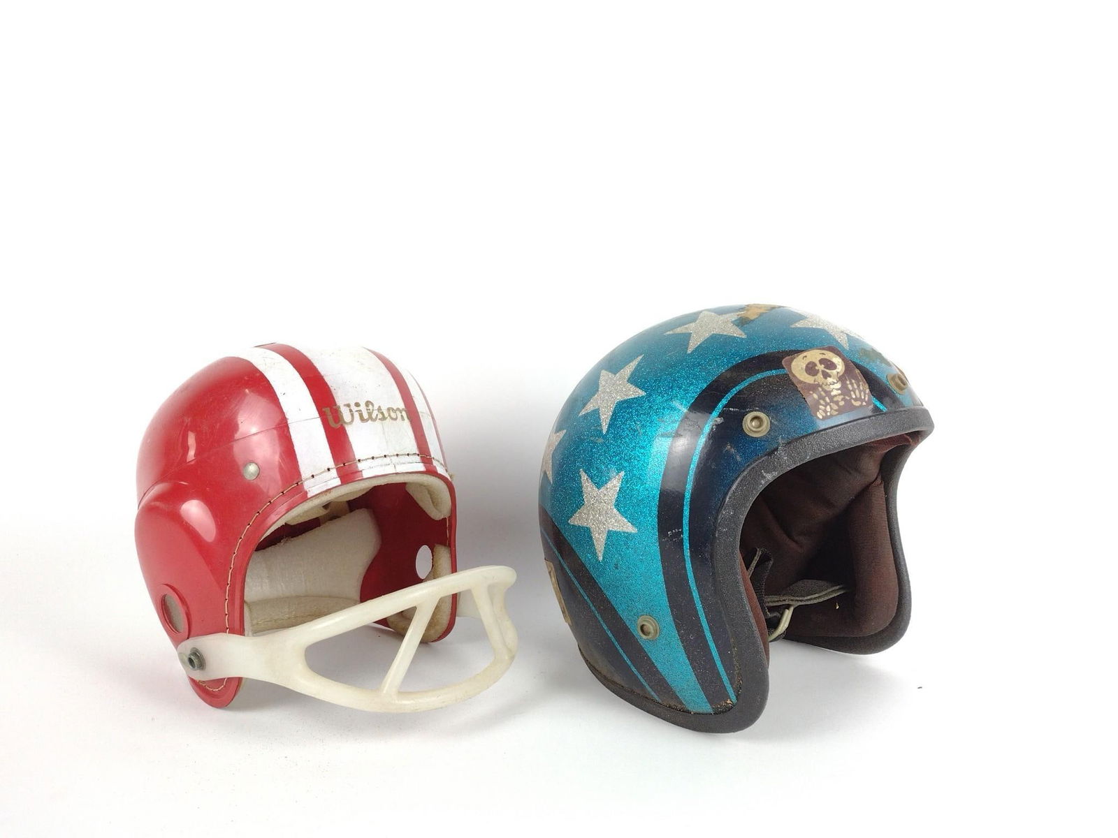 2 Vintage Helmets incl Wilson Football (1 of 4)