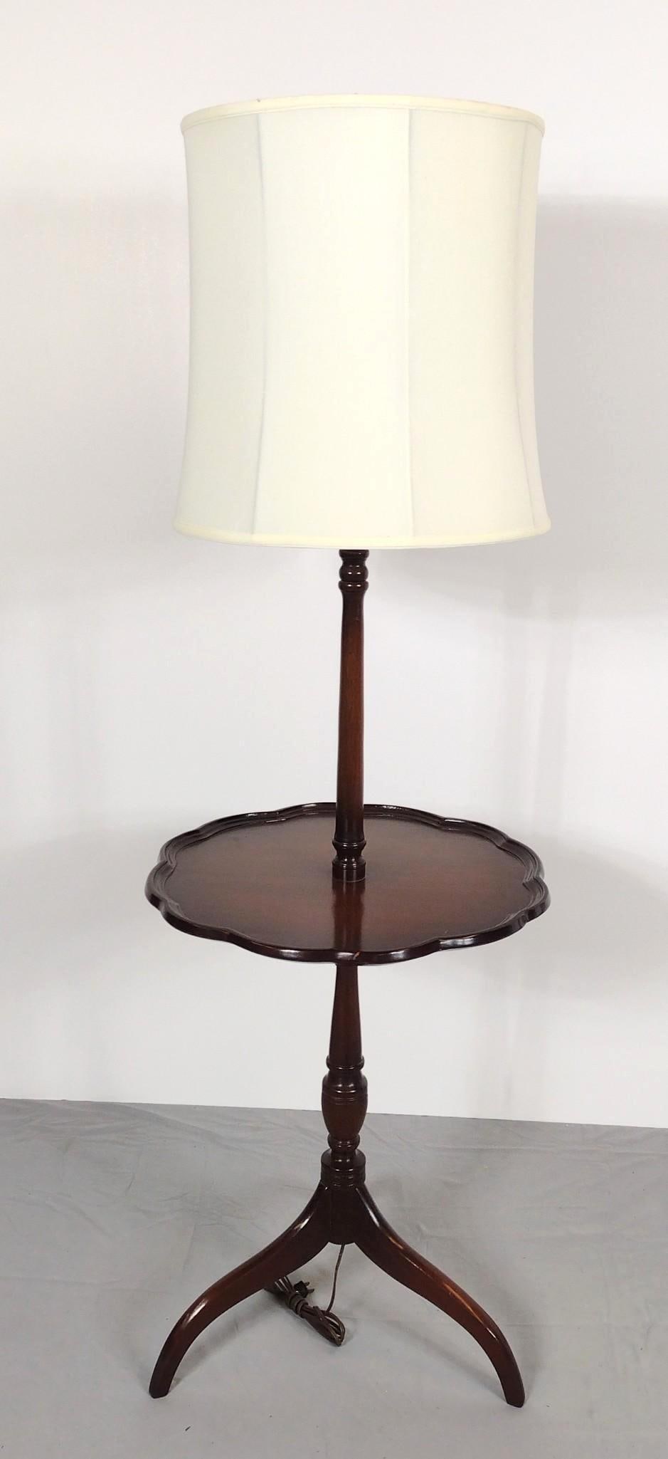 Vintage Lamp Table: No makers mark. Overall with shade 21-1/2" diameter x 63-1/2" high.