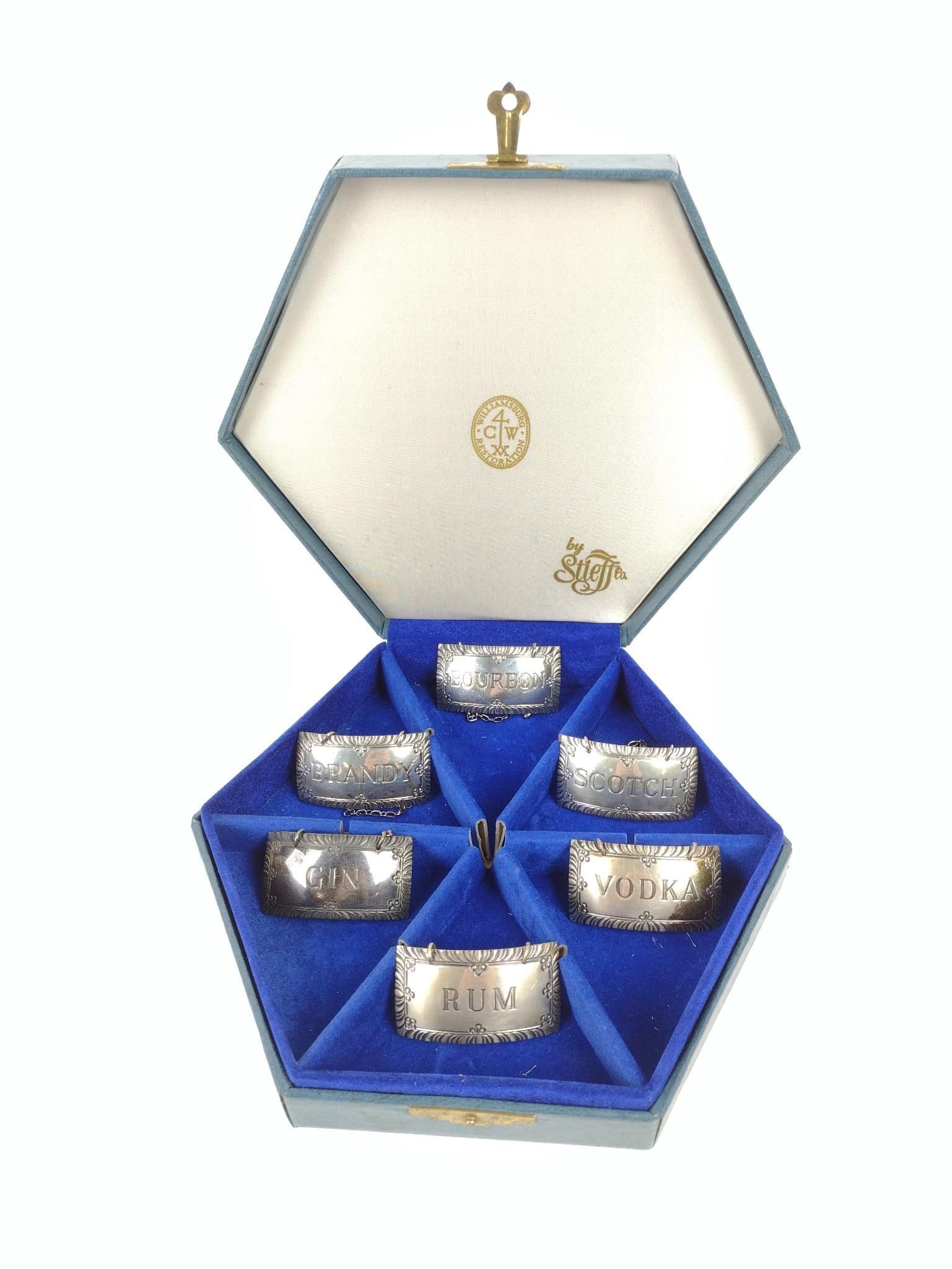 6 Sterling Silver Williamsburg Liquor Decanter Tags (1 of 4)