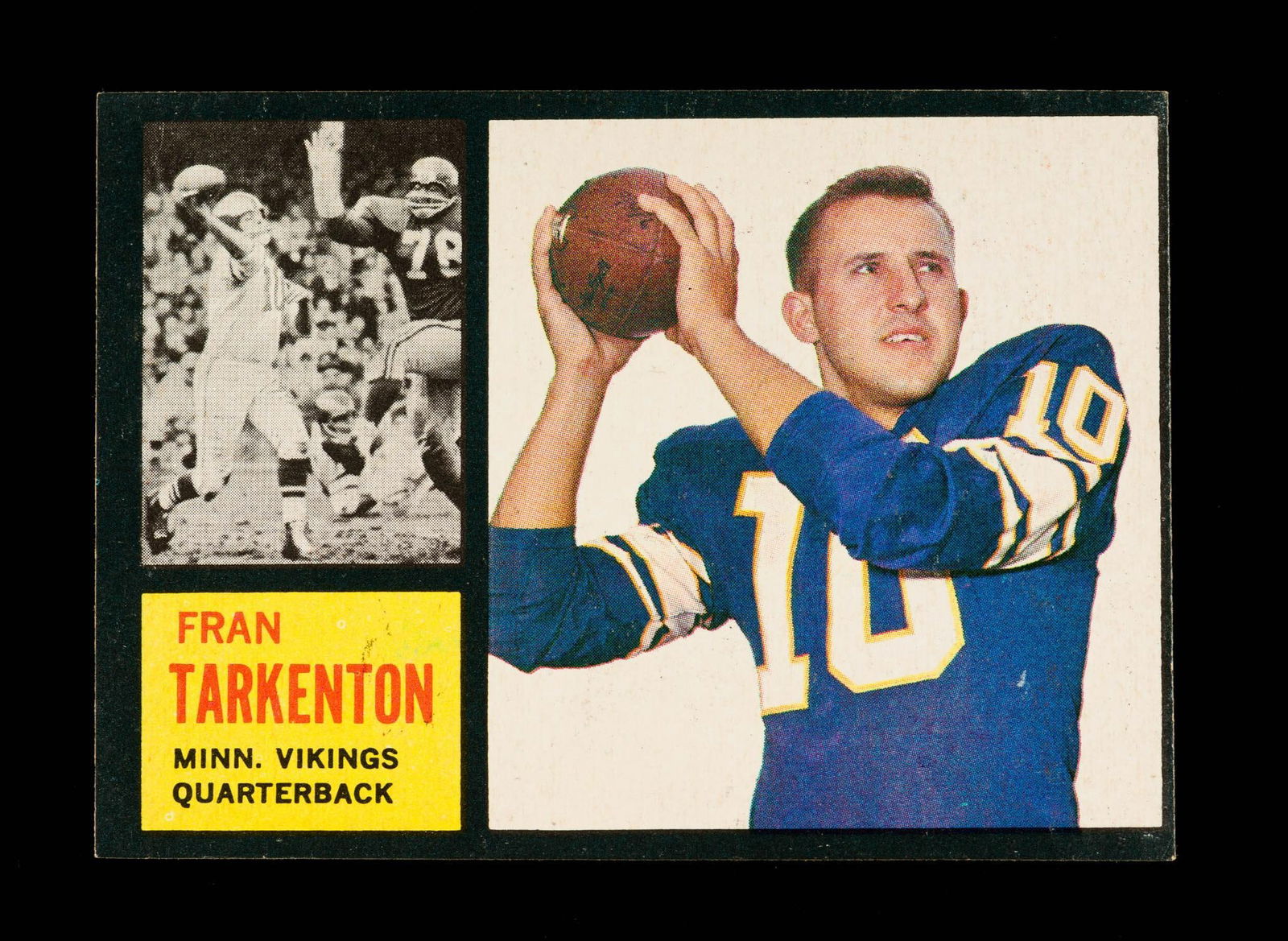1962 Fran Tarkenton Rookie SP Topps #90 Football Card (1 of 2)