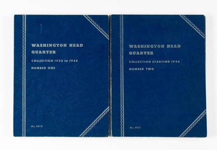 Washington Silver Quarters Books: The books are missing the two 1932 keys but have some nice coins due to having been collected in the 1950's. The Whitman books were only dated through 1952. Numerous AU and uncirculated quarters in th