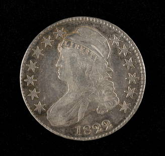 1822 Over 1 Capped Bust Half Dollar Silver: 1822/1 Capped Bust Half in nice condition with toning