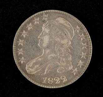 1822 Capped Bust Half Dollar: Showing some hairlines so an XF details coin 1822 Capped Bust Half.