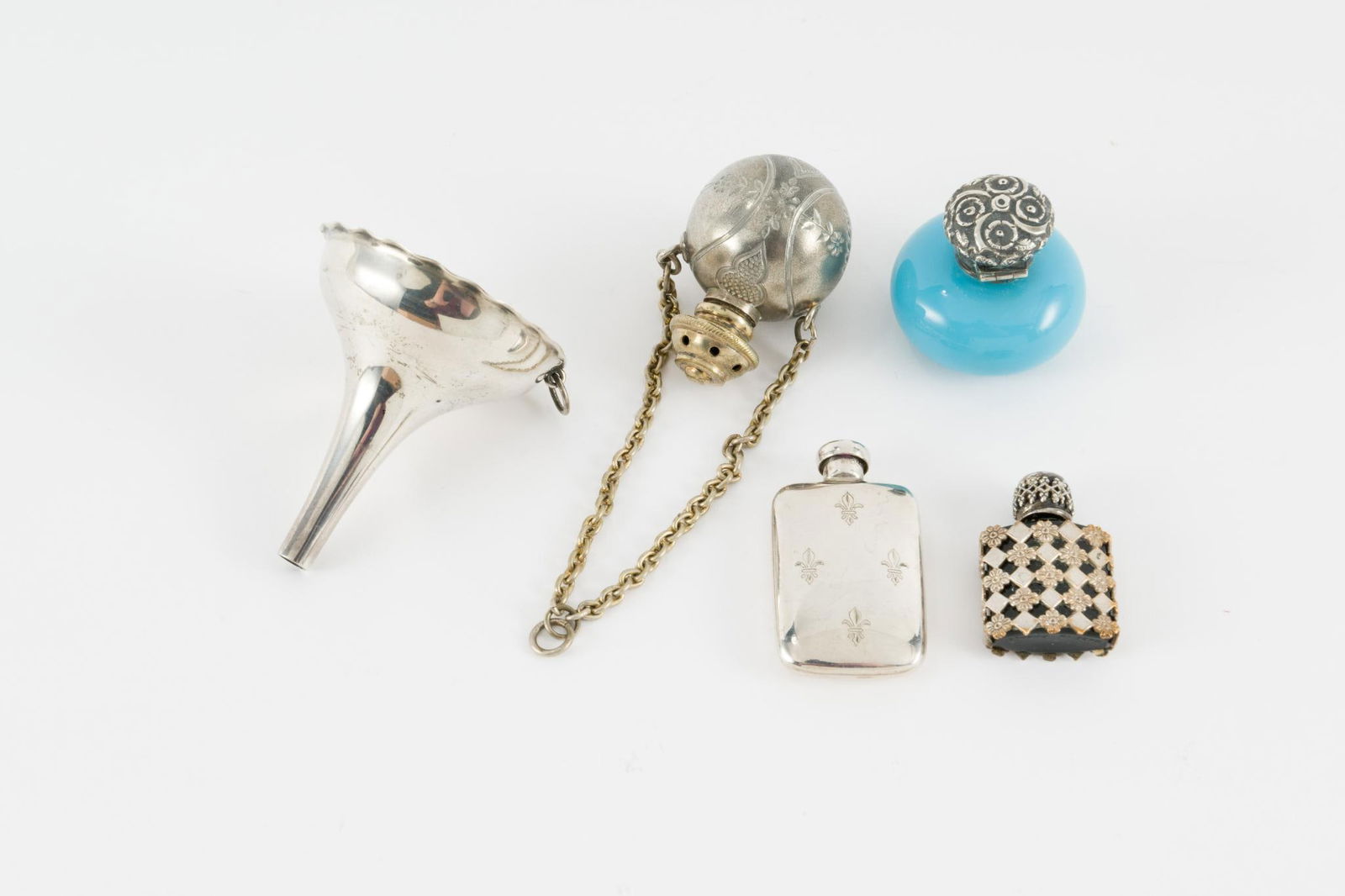 4 Scent Bottles and Sterling Funnel (1 of 4)