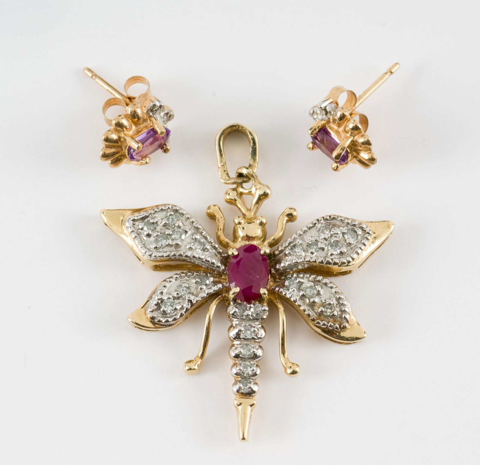 10K Gold & Gemstone Pendant and Earrings (1 of 5)