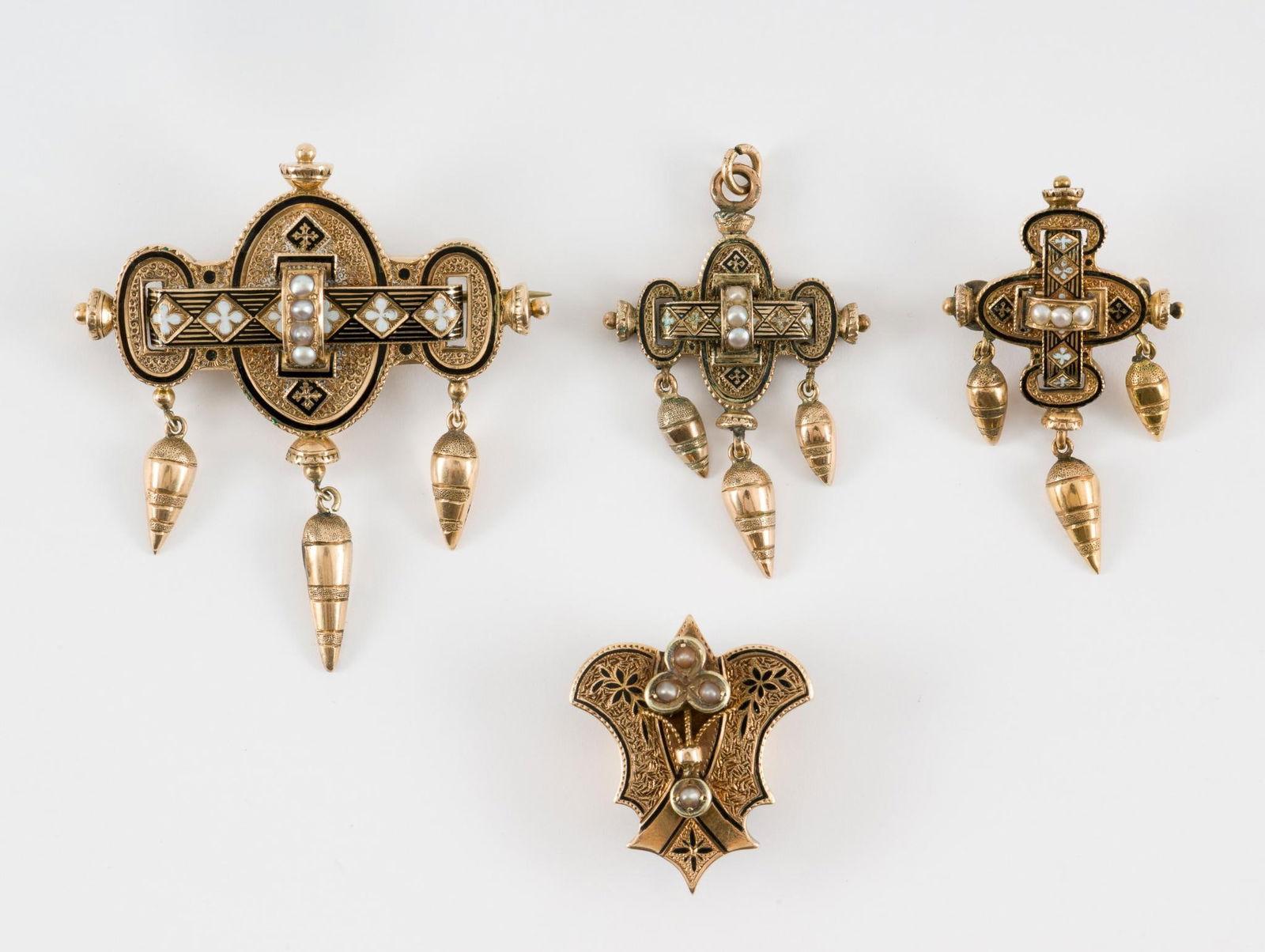 14K Gold Victorian Seed Pearl & Enamel Suite (1 of 9)