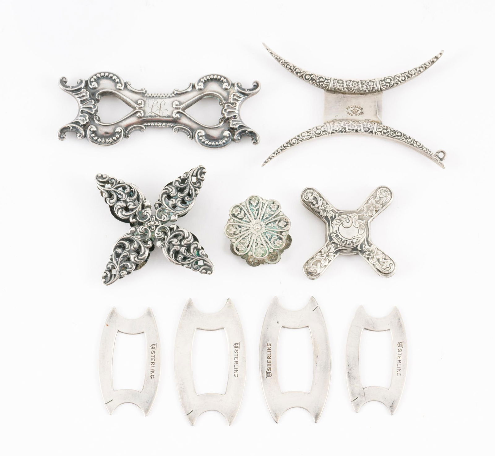 9 Victorian Sterling Thread Winders (1 of 4)