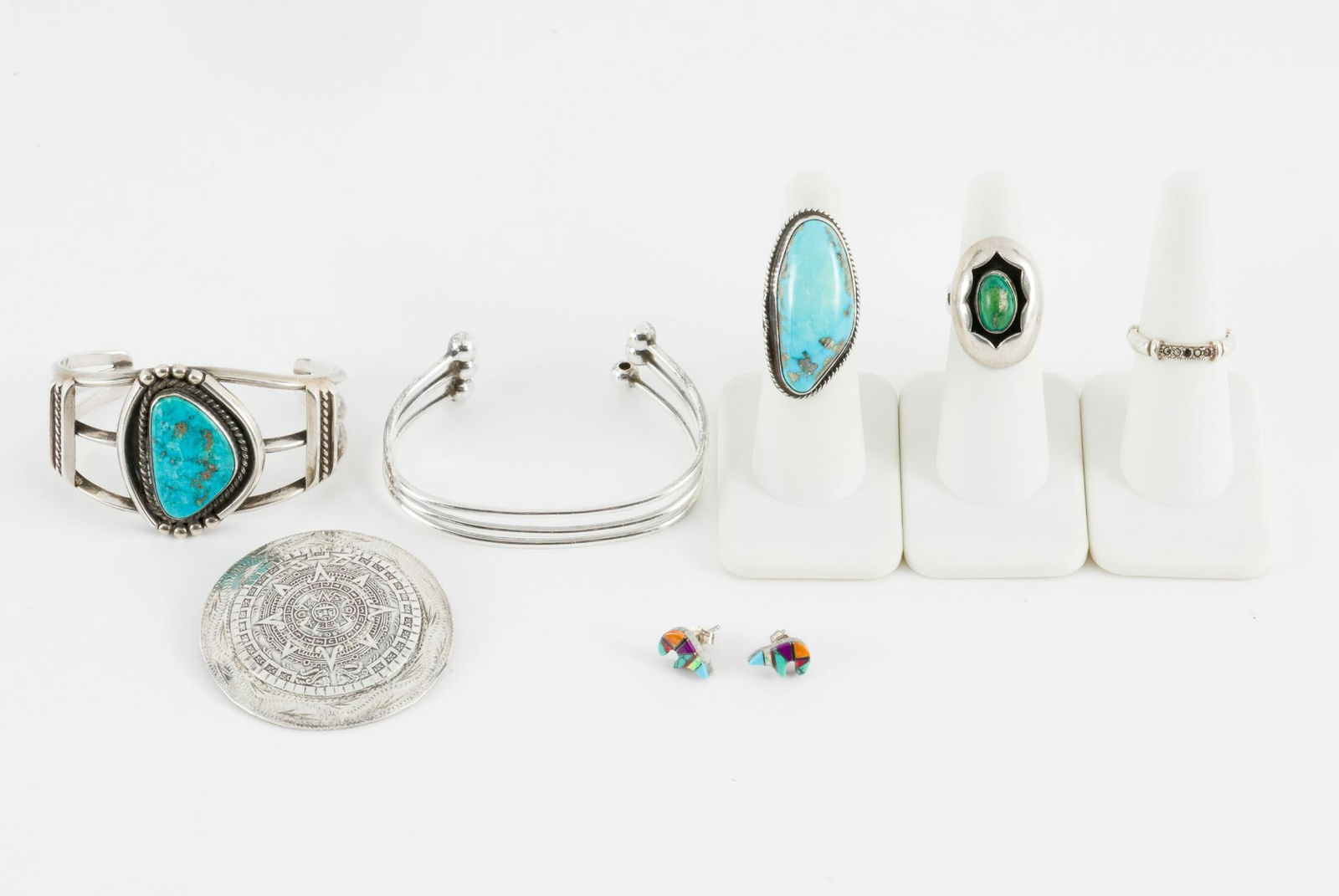 7 Pcs Sterling Jewelry incl Native American & Mexican (1 of 15)