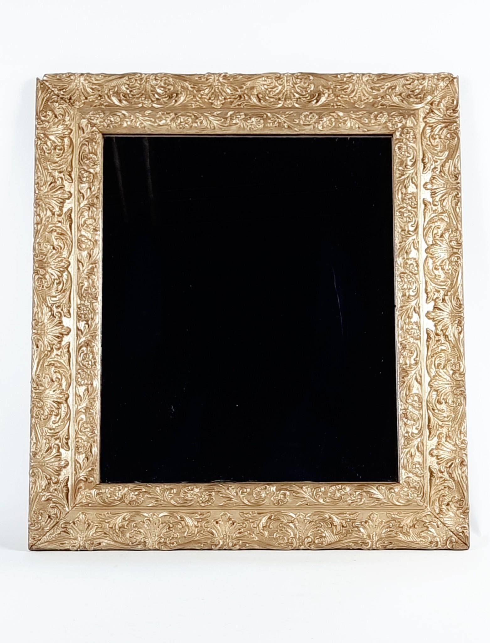 Vintage Wall Mirror: Overall with frame 26-3/4" high X 23" wide. Minor finish losses.