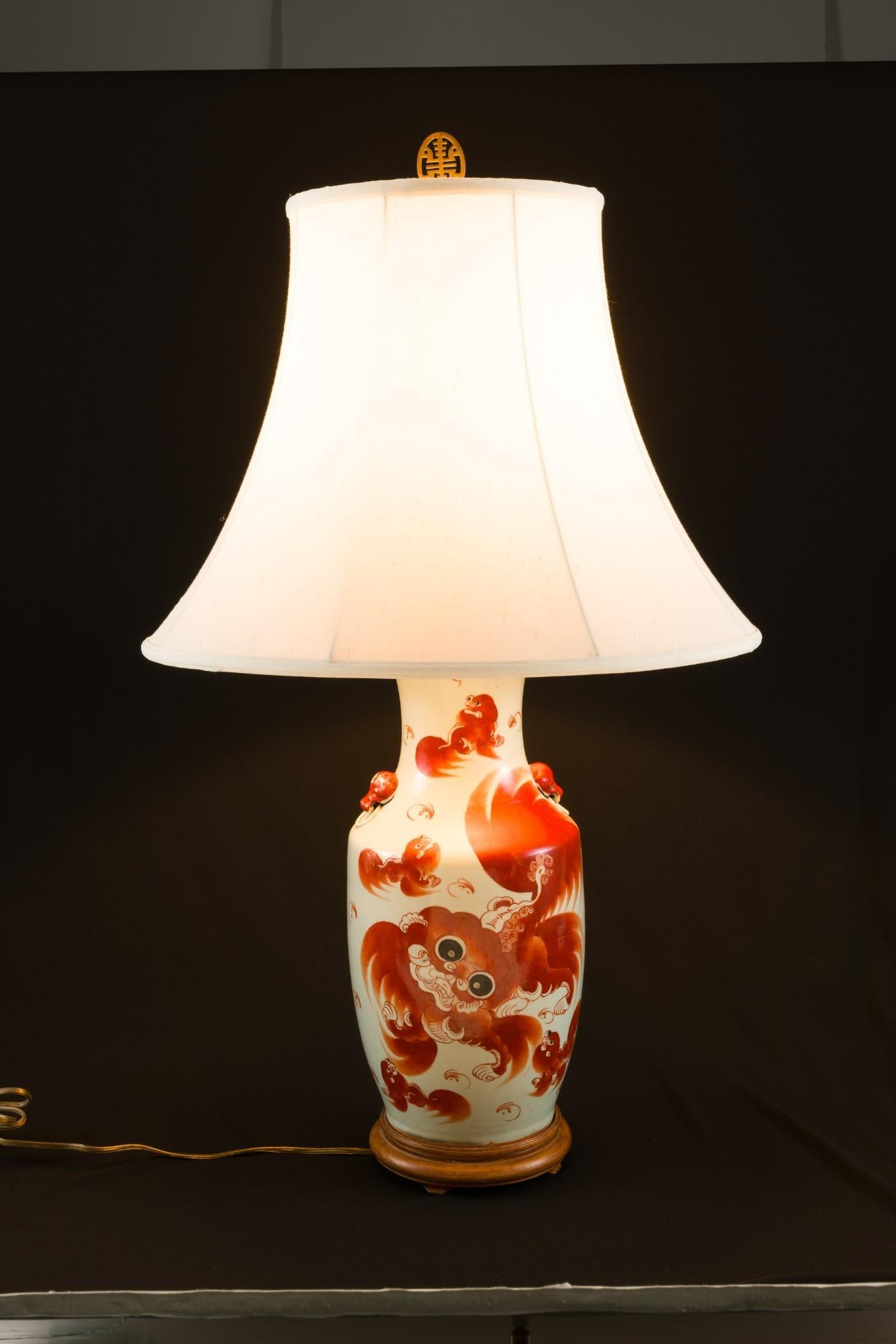 Antique Chinese 'Buddhist Lions' Vase Lamp (1 of 9)