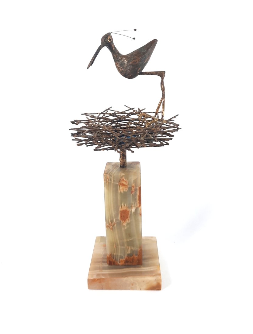 Curtis Jere Mid Century Bird at Nest Sculpture (1 of 3)