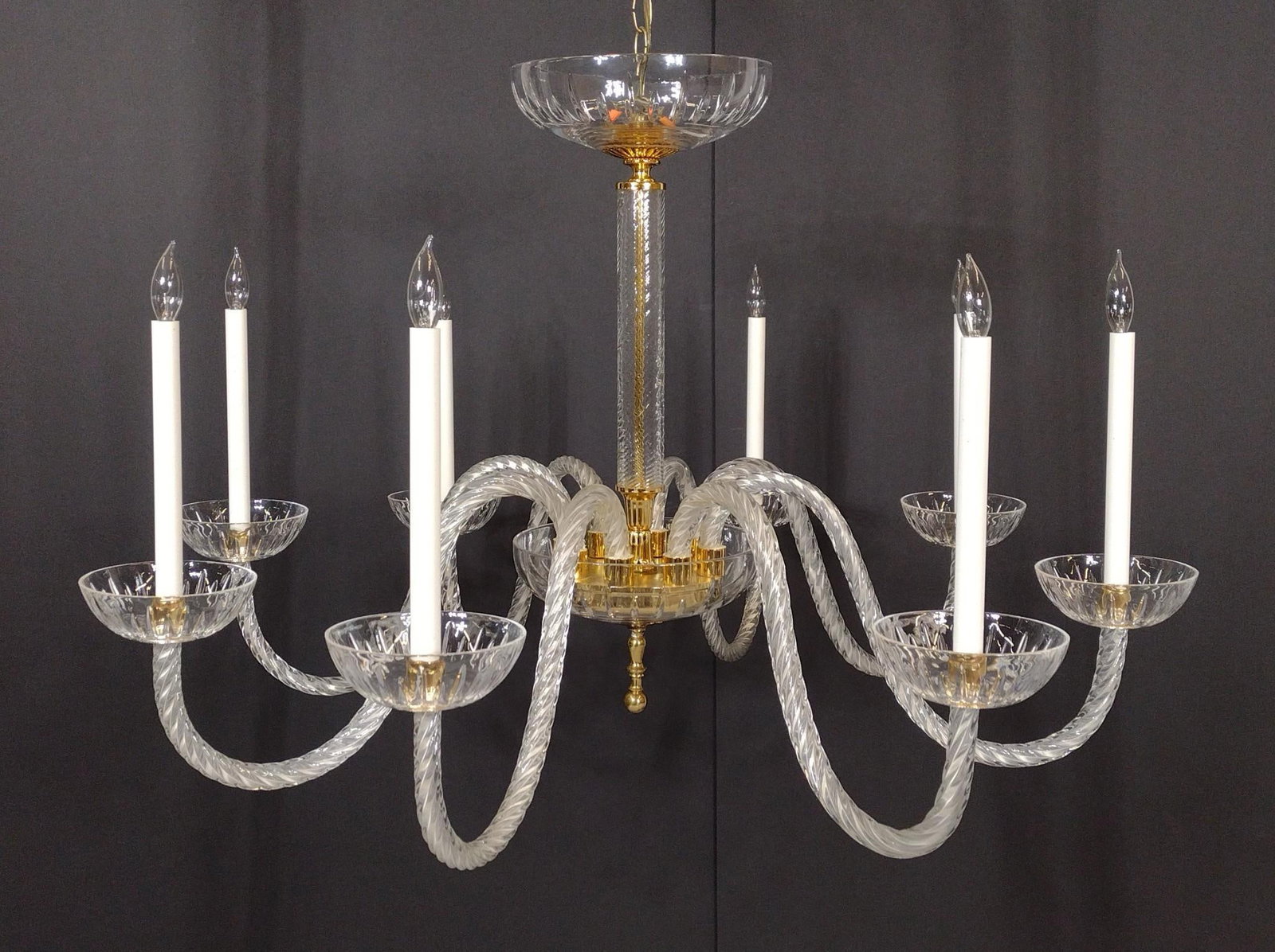 Crystal Chandelier: 43" diameter X 25-1/2" high. Working. MG.