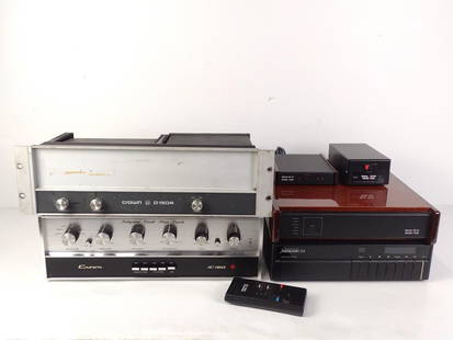 Meridian 508 Meitner PA-6i Museatex Crown IC 150 And D150A Power Amplifier: A group of 20th Century audio equipment needing service including a Crown Pre-amplifier IC 150, Crown Power Amplifier D150A (may work but not tested), Meridian 508 single CD player, Meitner Museatex P