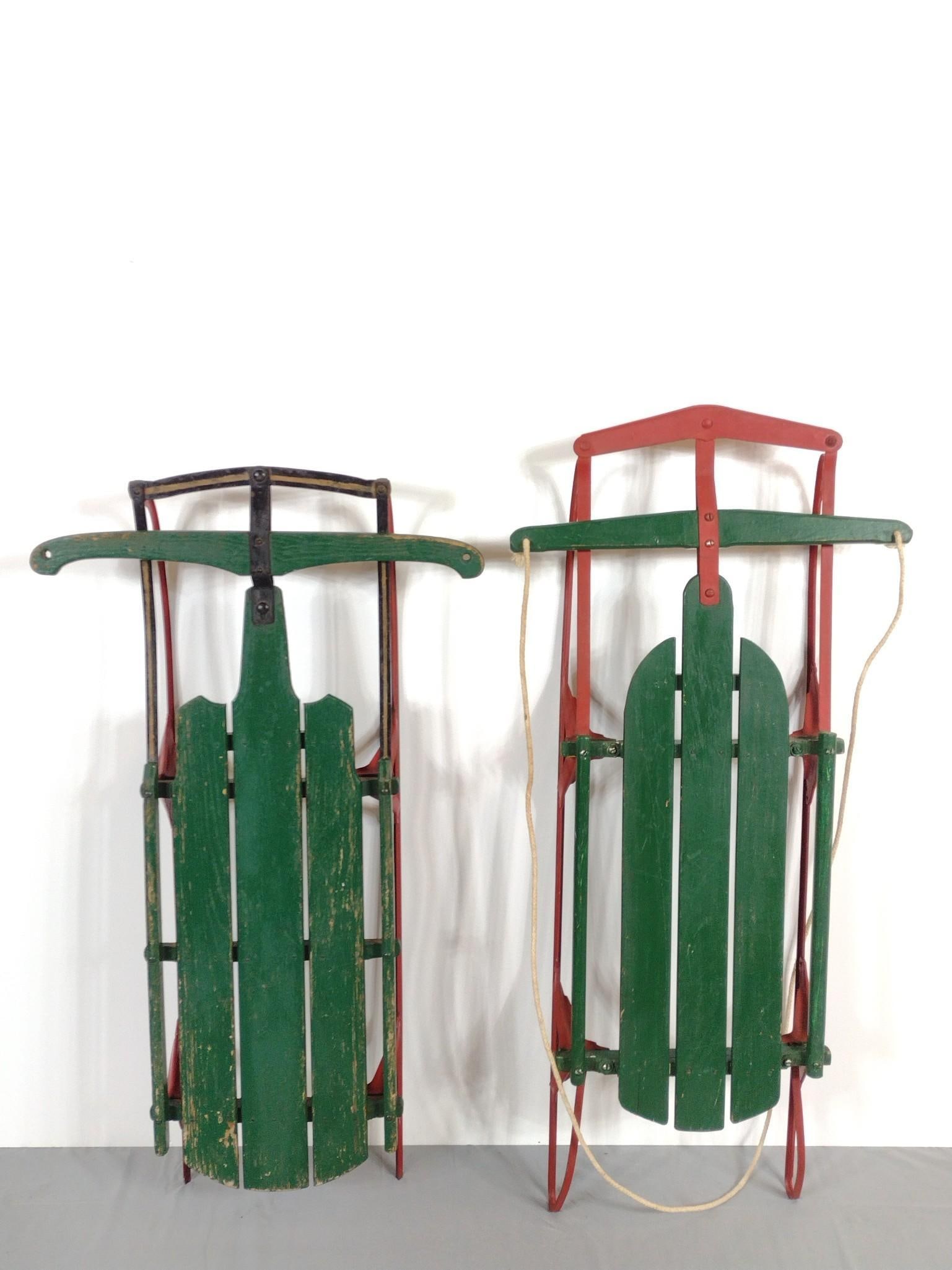 Two Metal Runner Sleds Inc  Flexible Flyer No. 2c (1 of 3)