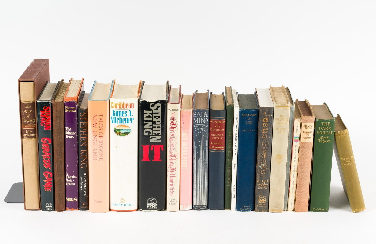 22 Fiction & Non-Fiction Books Incl Stephen King: Includes Dionne Quintuplets, Rockwell Kent, James A Michener, Tales of Bygone New England, and more. All in good condition with normal wear and tear. Some missing dust jackets. Due to being in storage