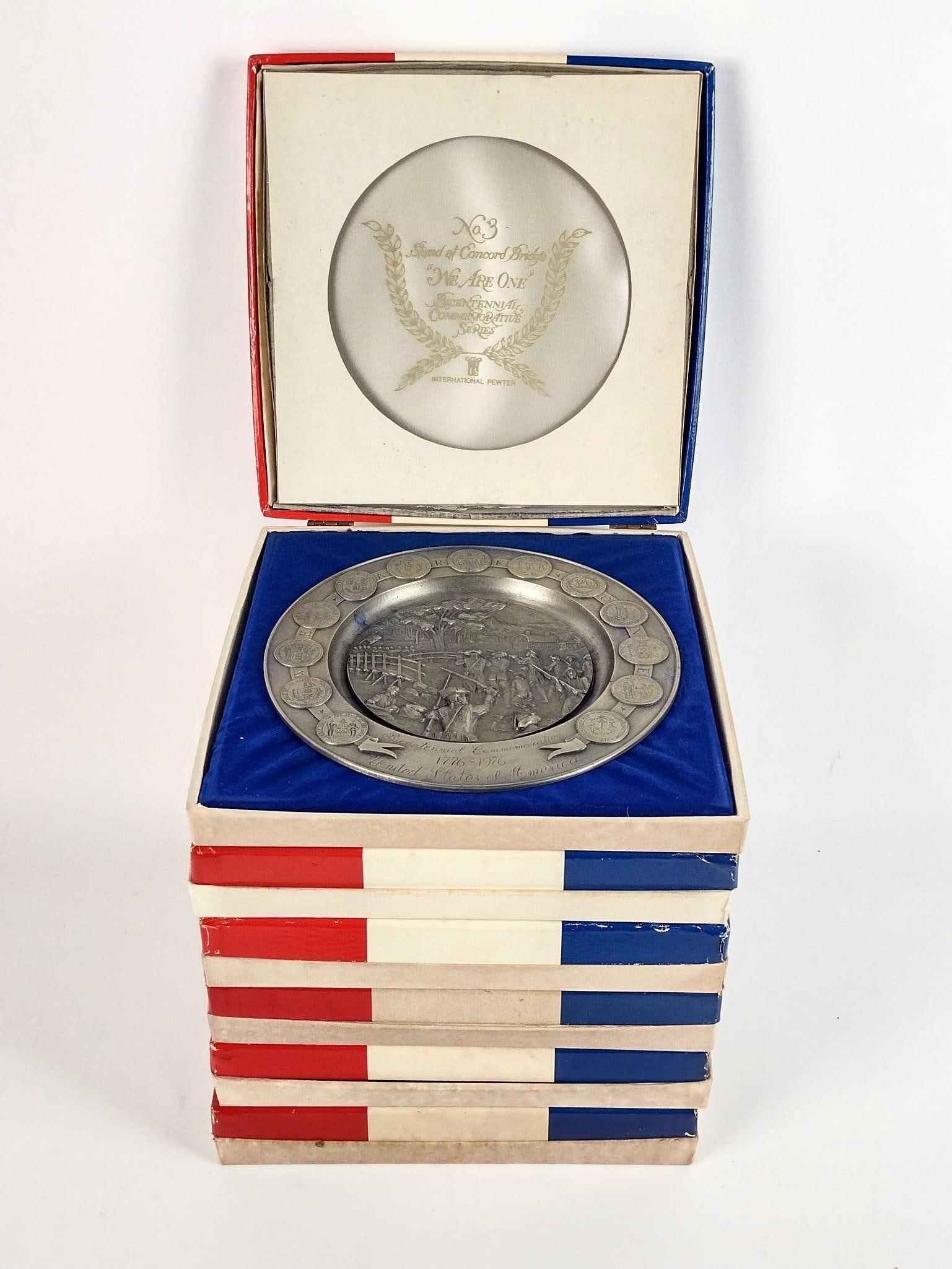 6 International Pewter Commemorative Plates (1 of 3)