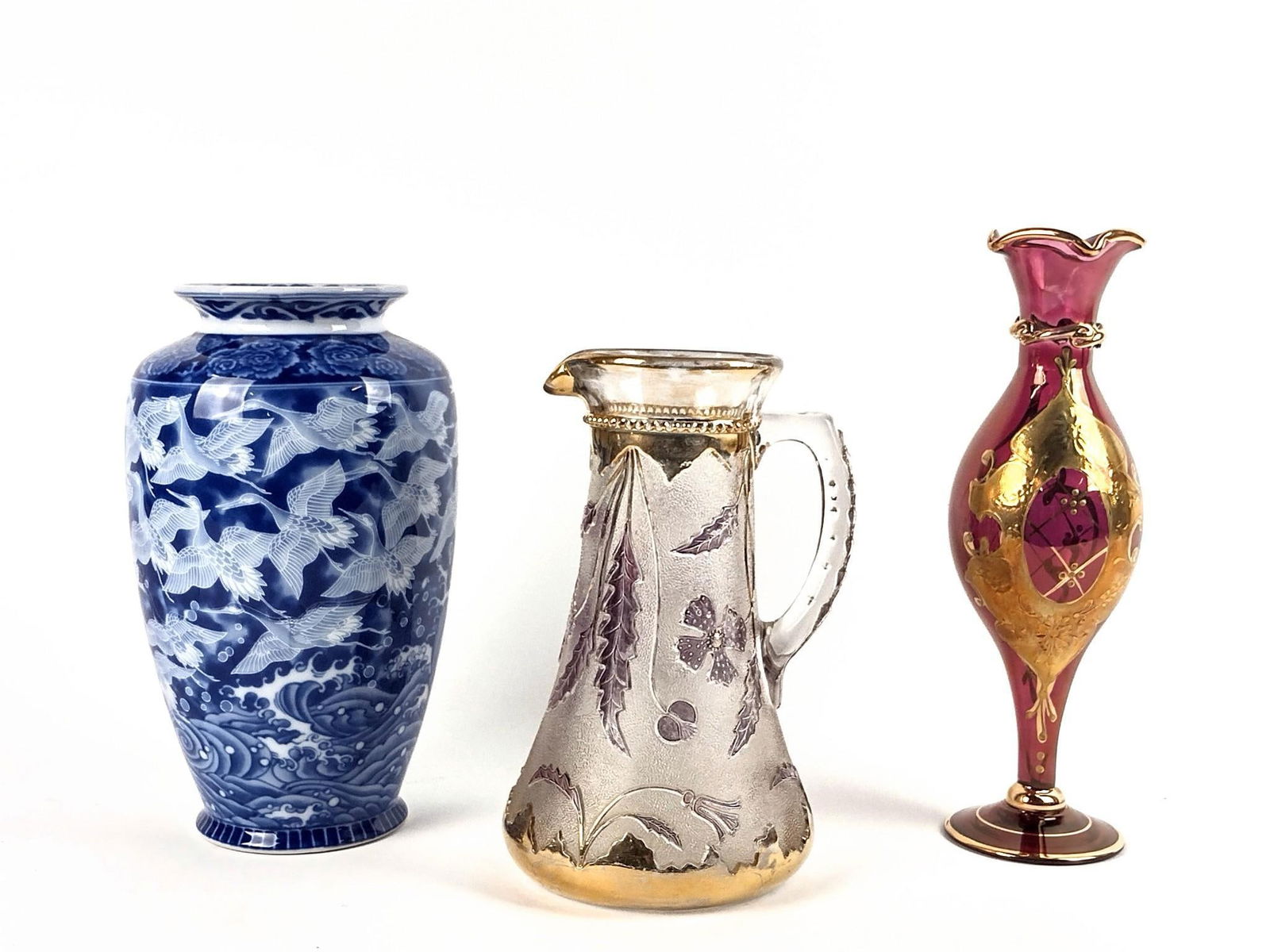 3 Pcs incl Hand Blown Vase (1 of 7)