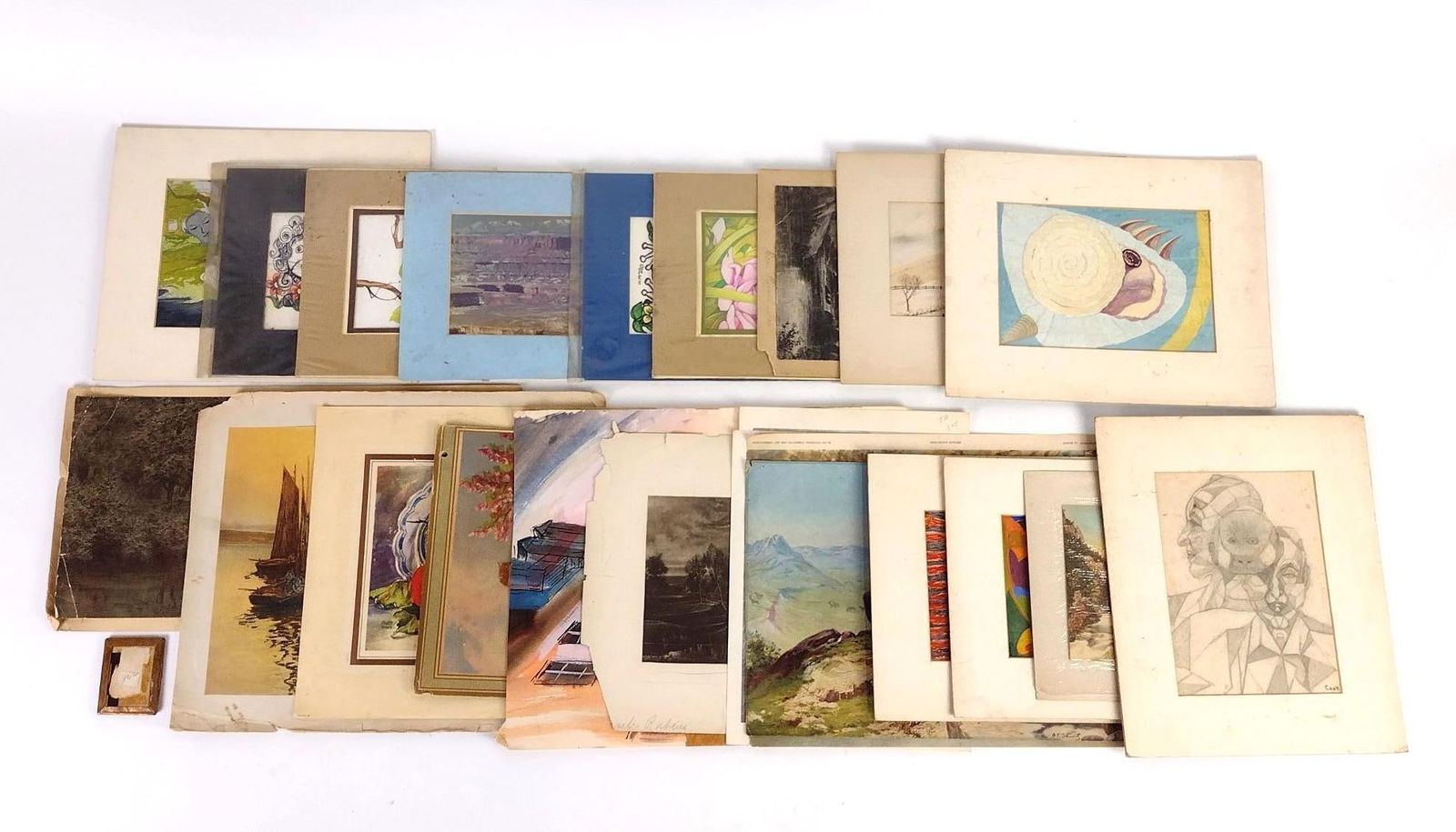 Large Grouping Unframed Art incl Watercolors (1 of 4)