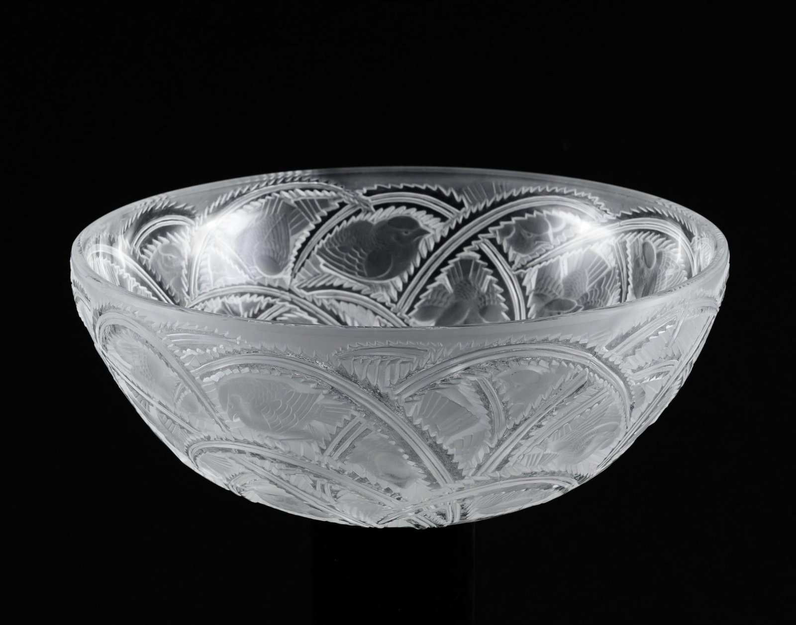 Lalique Thistle Bowl: 9-1/4" diameter x 3-3/4" high. LR