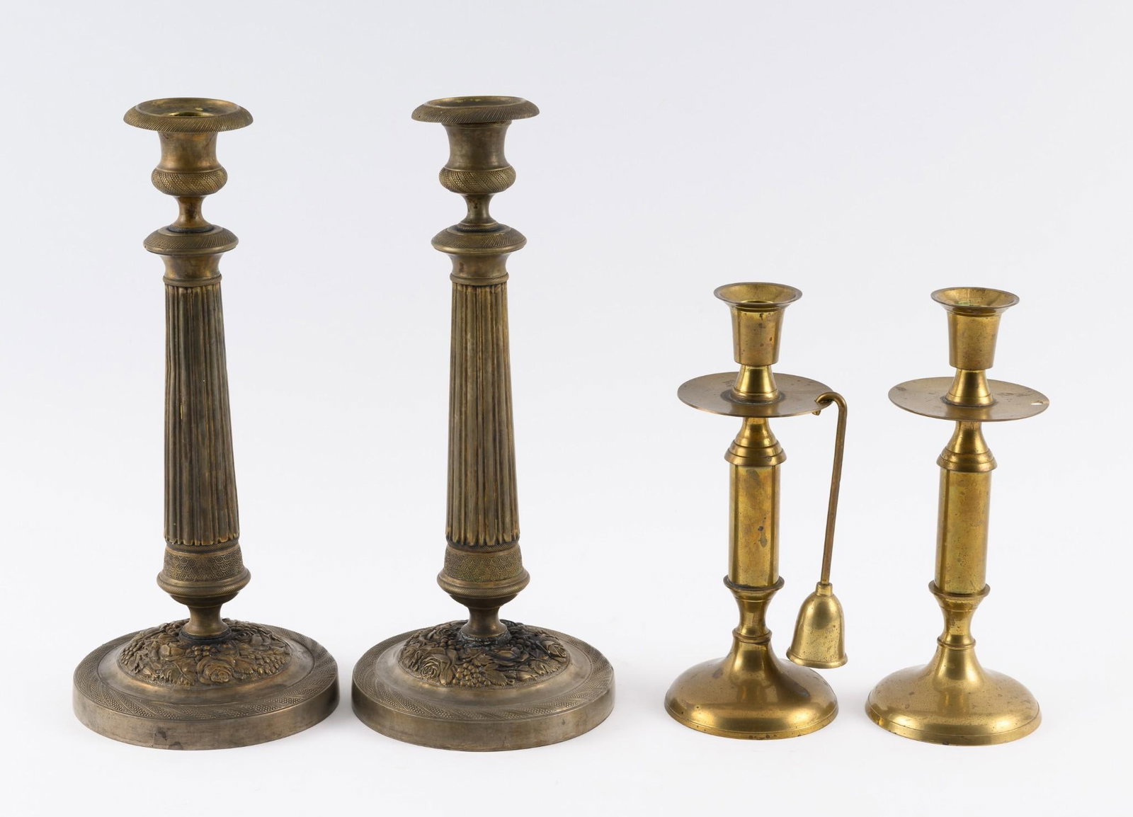 2 Prs Brass Candle Sticks and Snuffer (1 of 5)