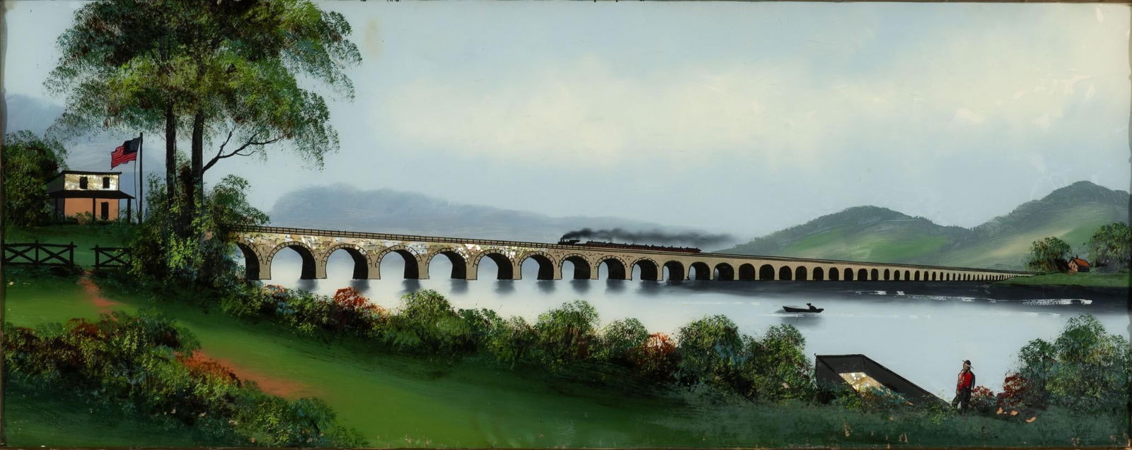 Rockville Bridge Harrisburg, PA Reverse Glass Painting (1 of 5)