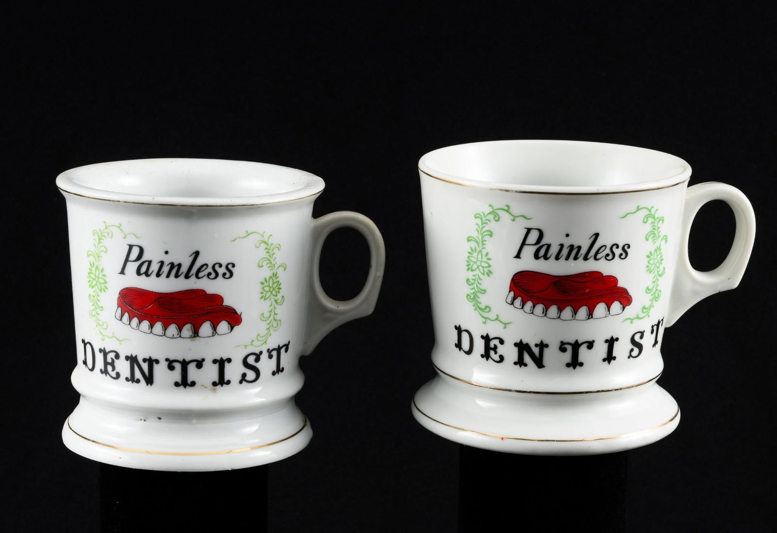 2 Antique Painless Dentist Shaving Mugs (1 of 7)