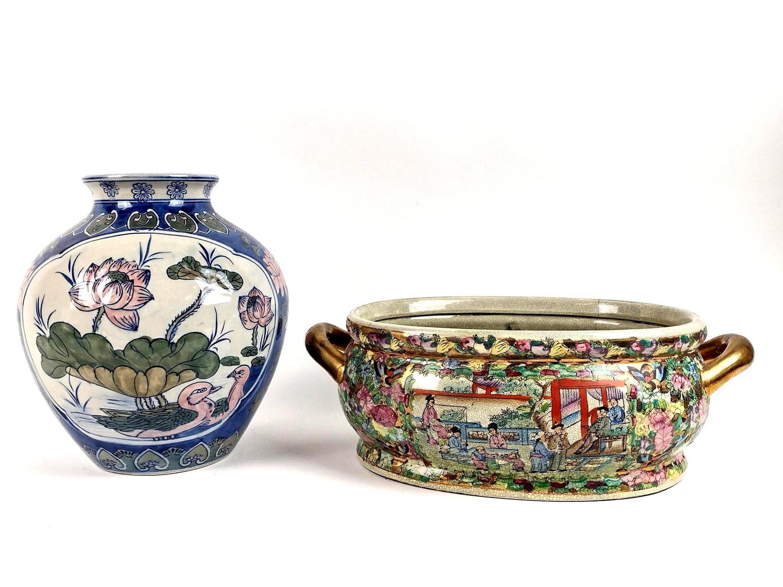 2 Asian Ceramics incl Vase and Basin (1 of 2)