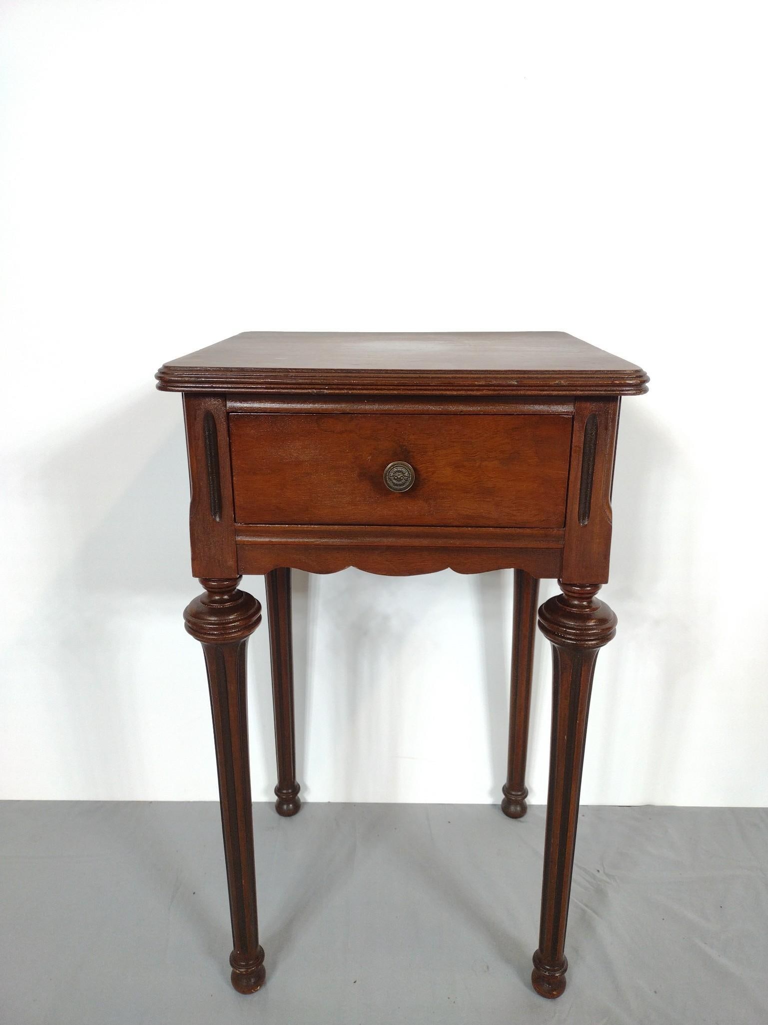 Single Drawer Work Table: 17" wide X 15" deep X 28-1/2" high. Has some scratches. MG.