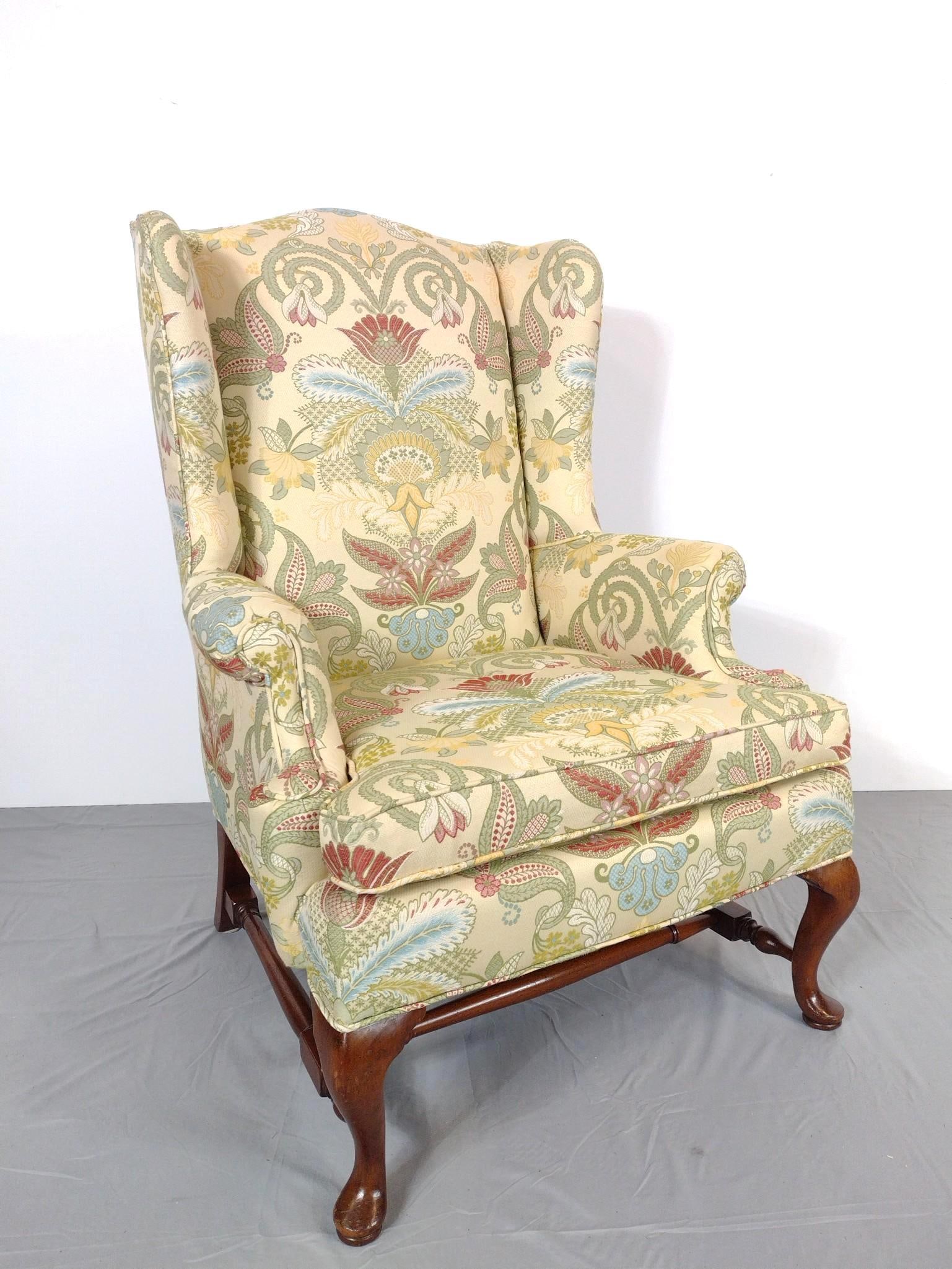 Wingback Chair: 31-1/2" wide X 32" deep X 44" high. No manufactures name found. MG.