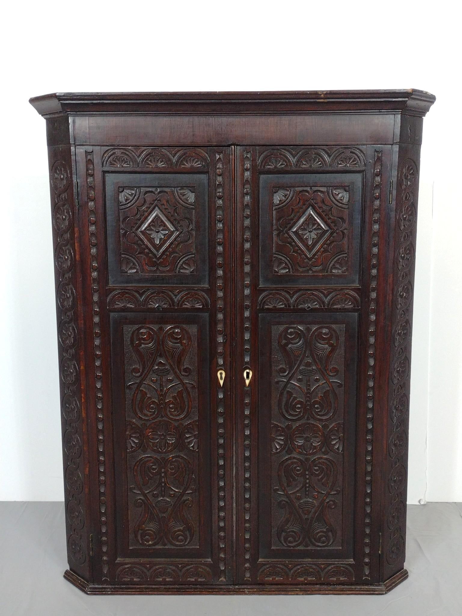 Carved Corner Wall Hanging Cabinet (1 of 8)