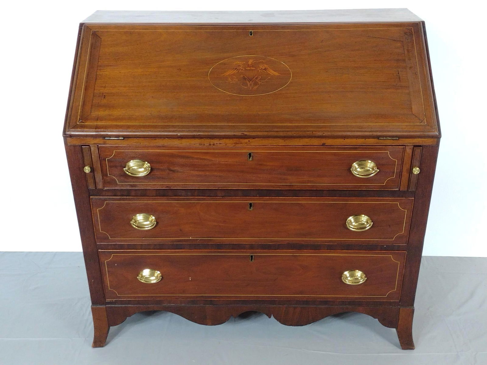 Inlaid Slant Front Desk With Eagle (1 of 9)