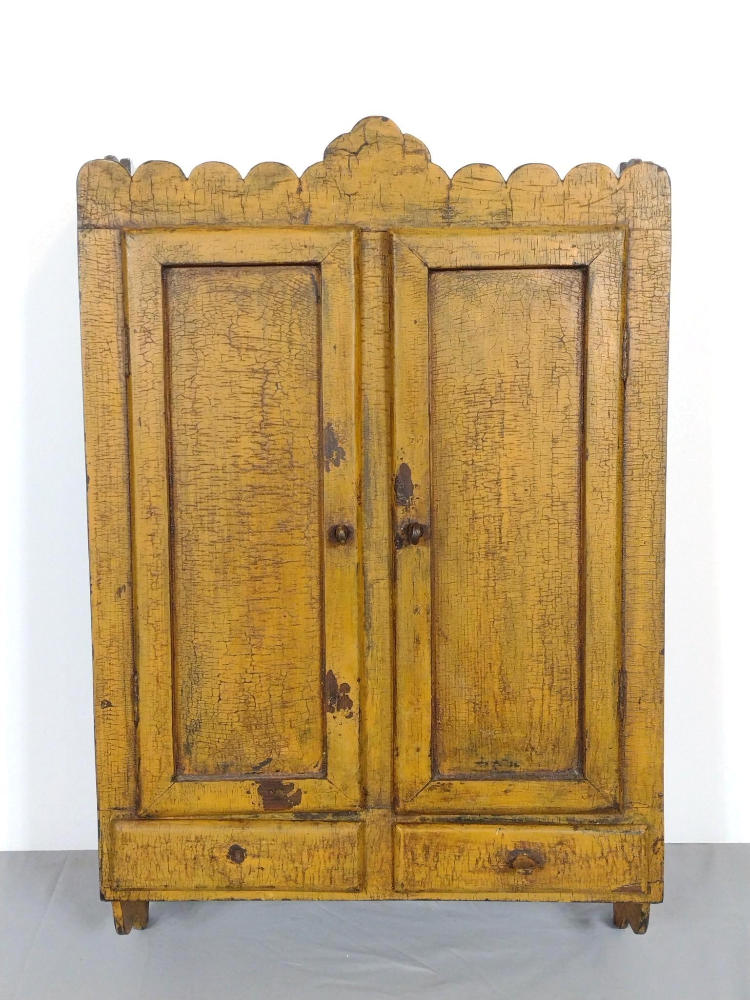 Antique Painted Folk Wall Cabinet (1 of 7)