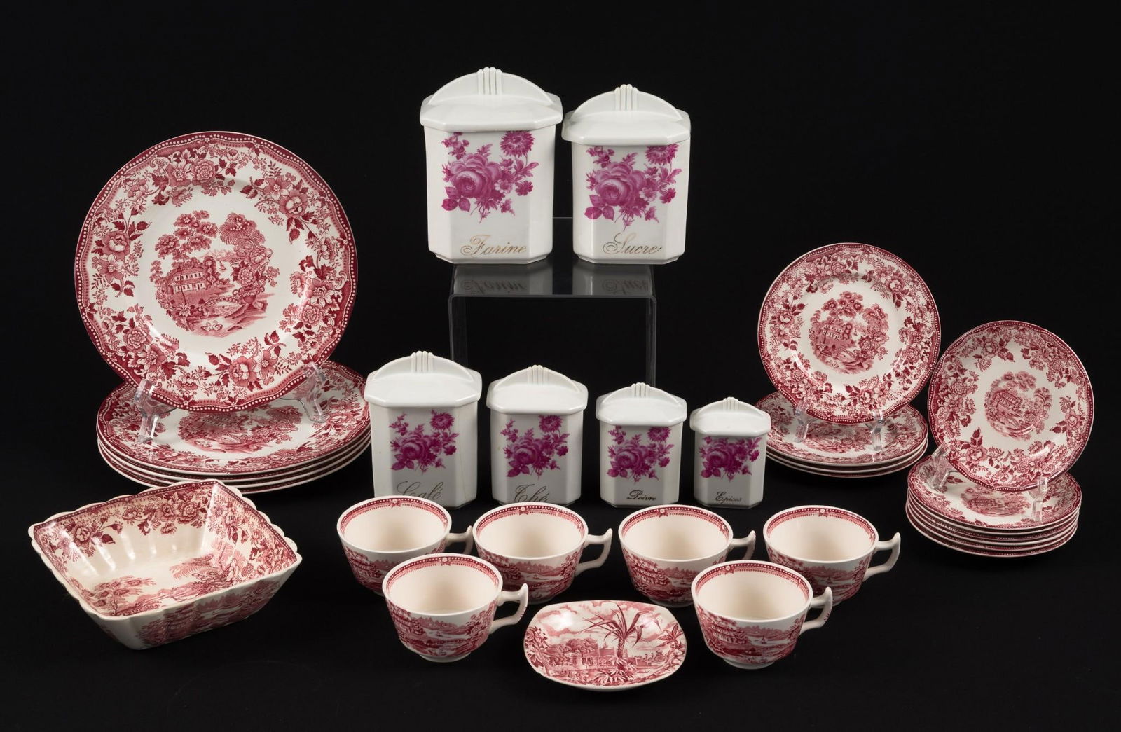 30 Red and White Ceramics incl Transferware (1 of 12)