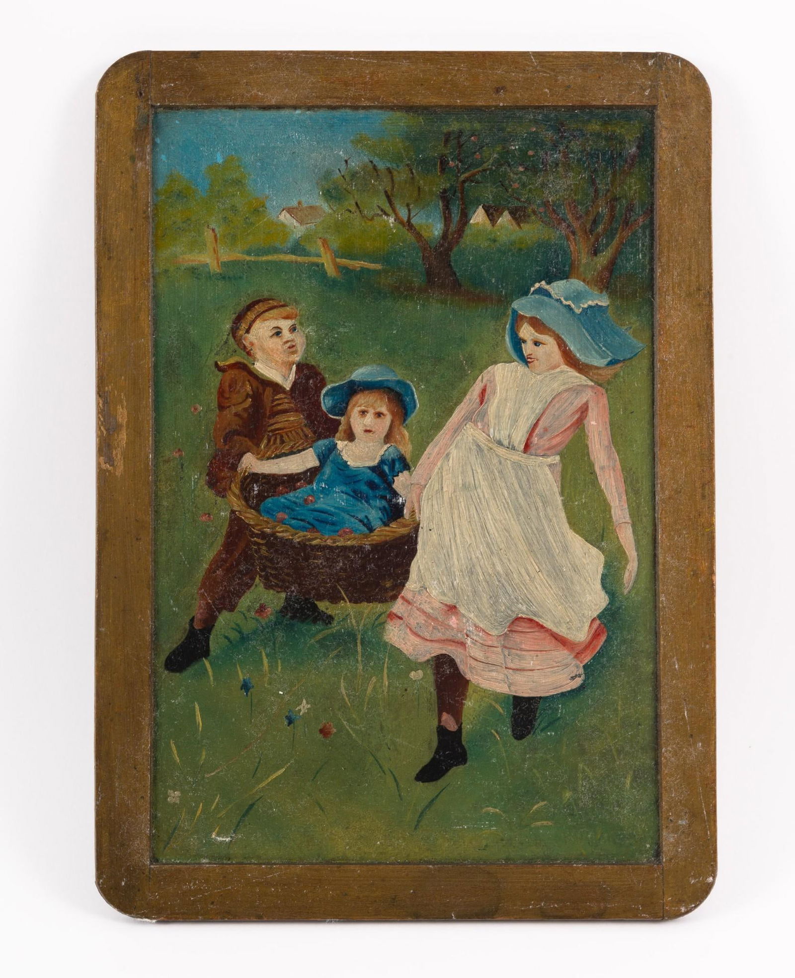 Antique Painting of Children on Chalkboard (1 of 2)