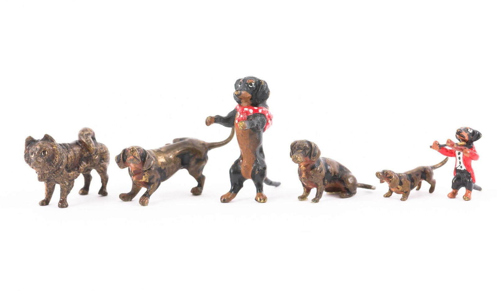6 Miniature Vienna Bronze Dog Figurines (1 of 2)