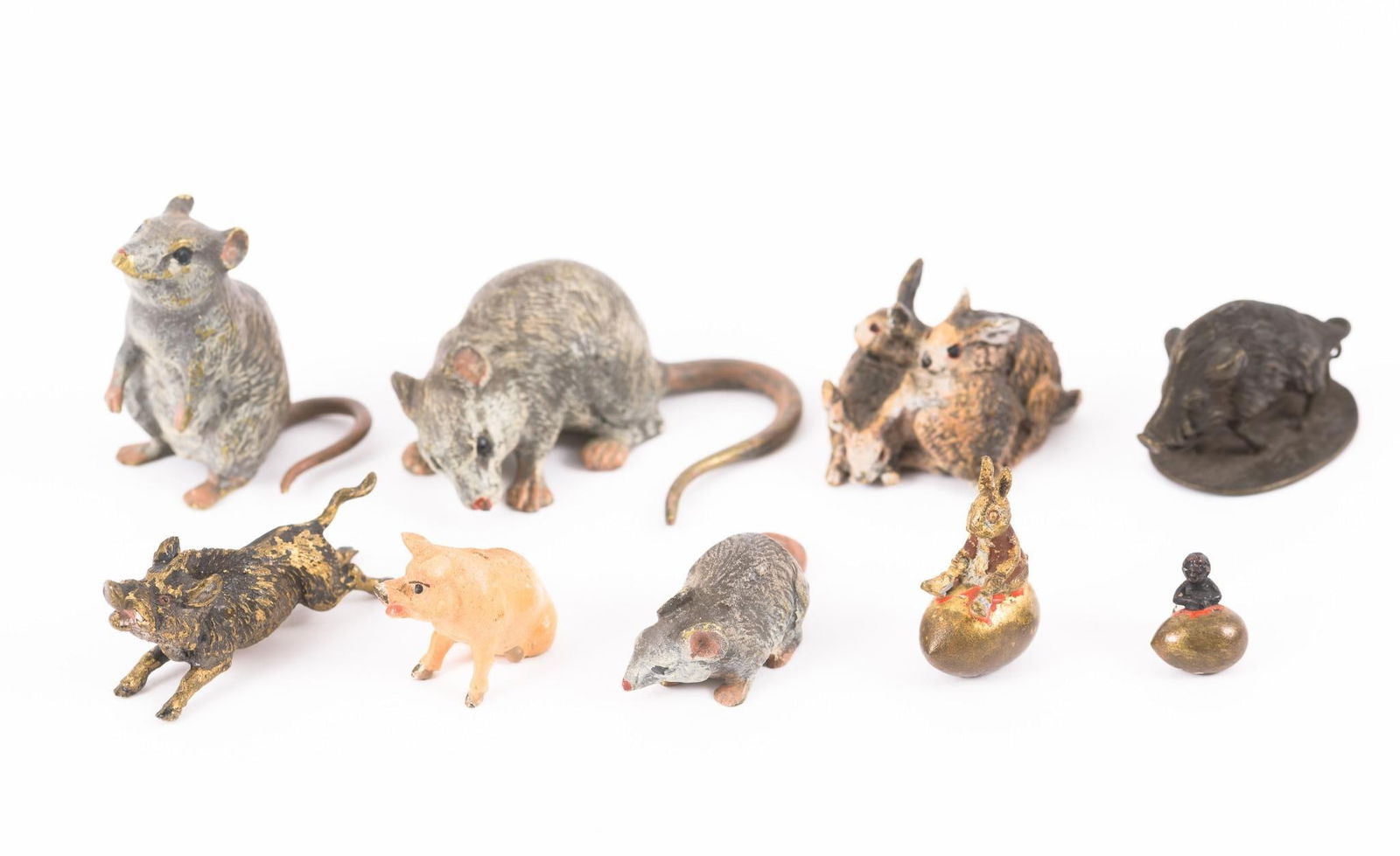 9 Miniature Vienna Bronze Animal Figurines (1 of 3)